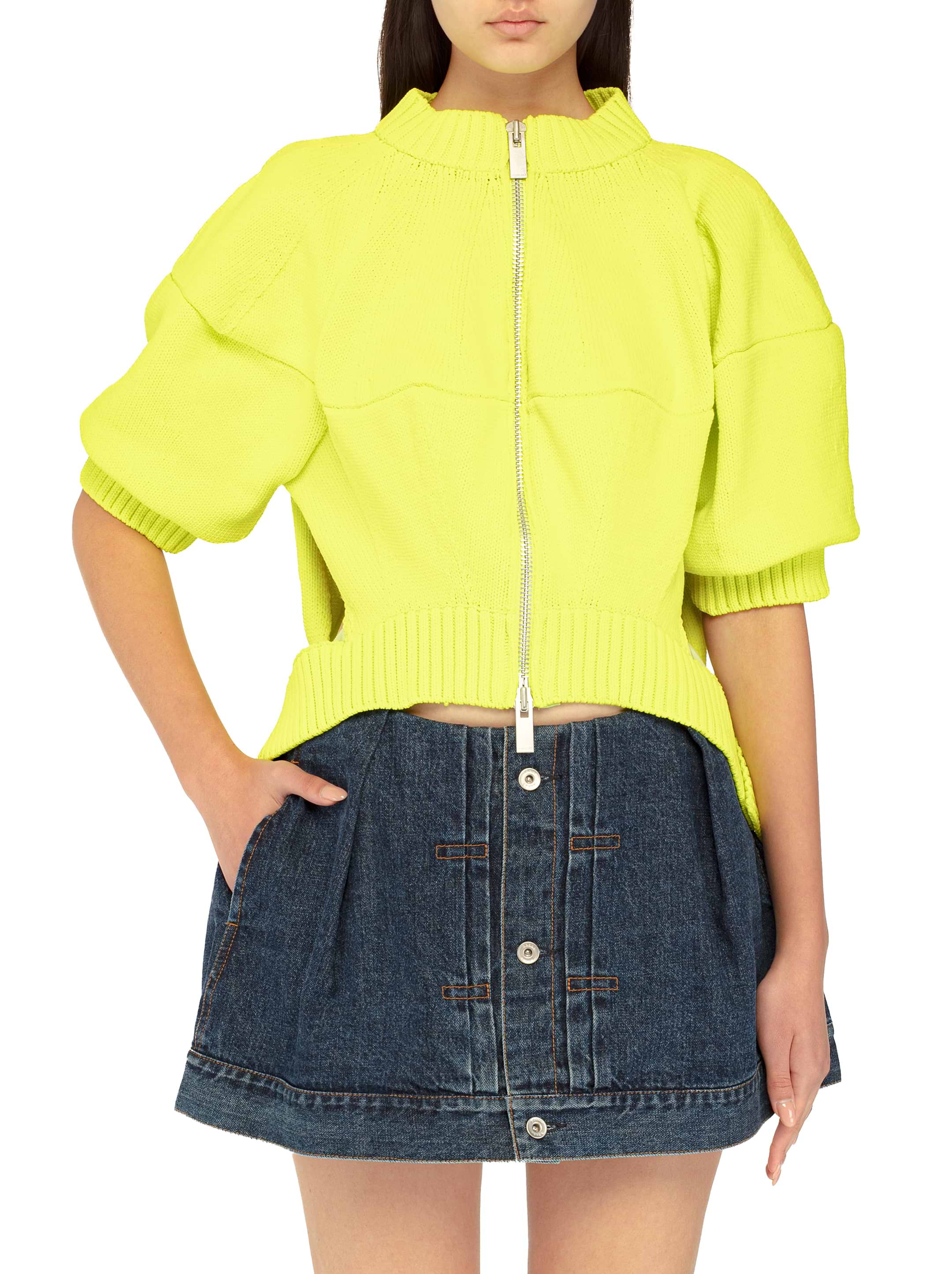 Zipped кnitted cardigan Sacai for women - buy in the