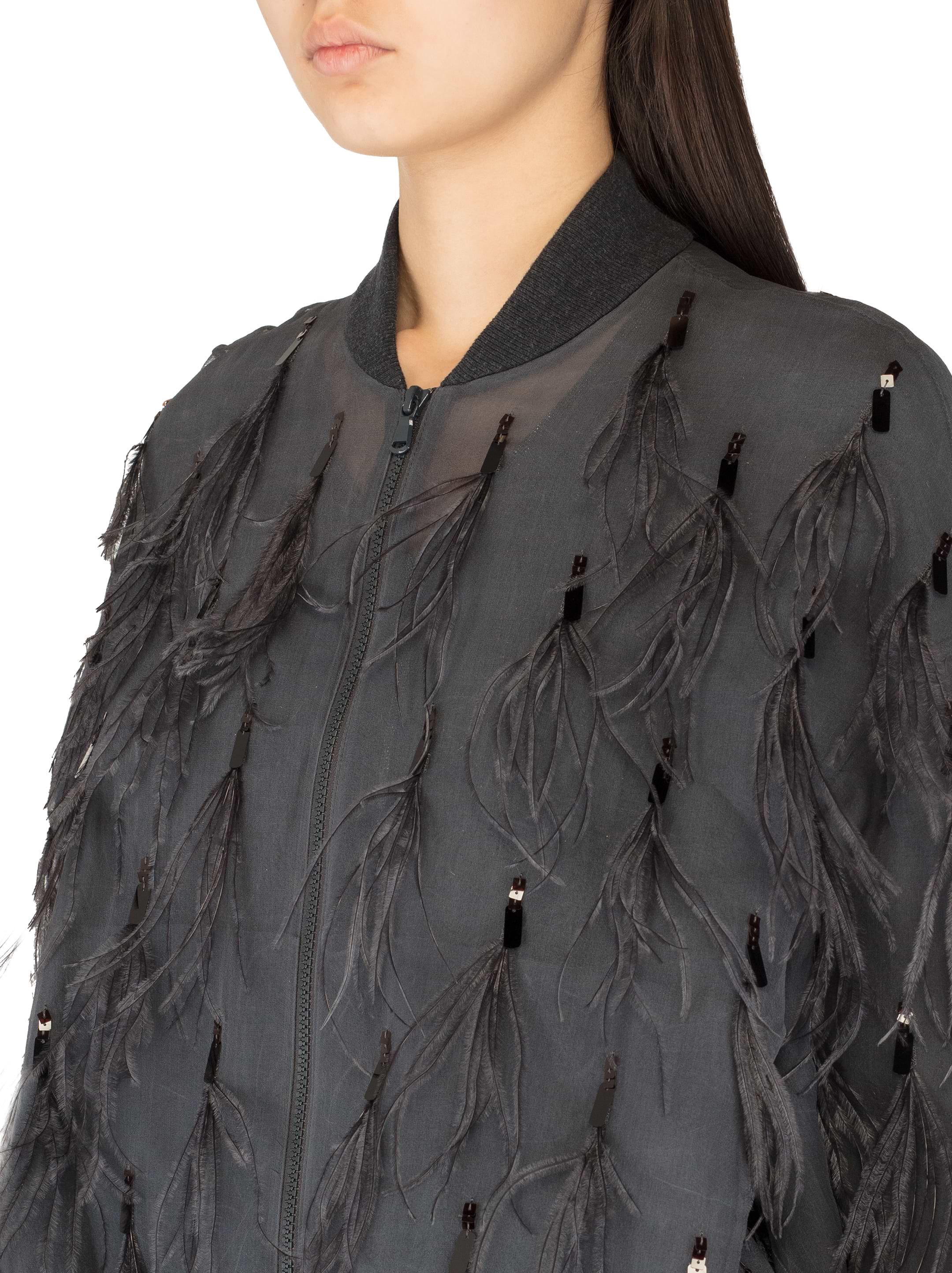 Brunello Cucinelli women's Silk bomber jacket with feathers