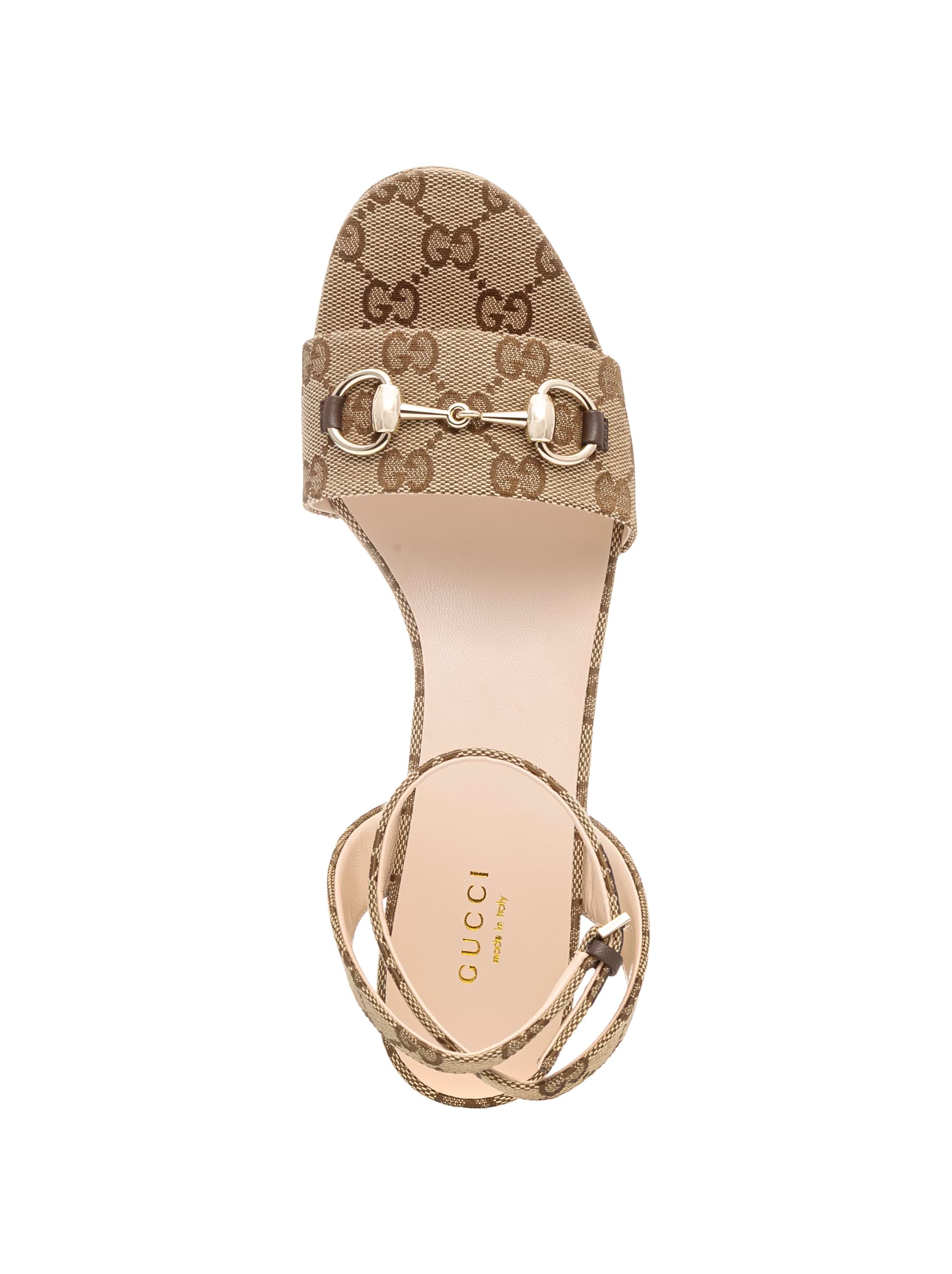 Gucci women's Leather platform sandals with Horsebit buckle