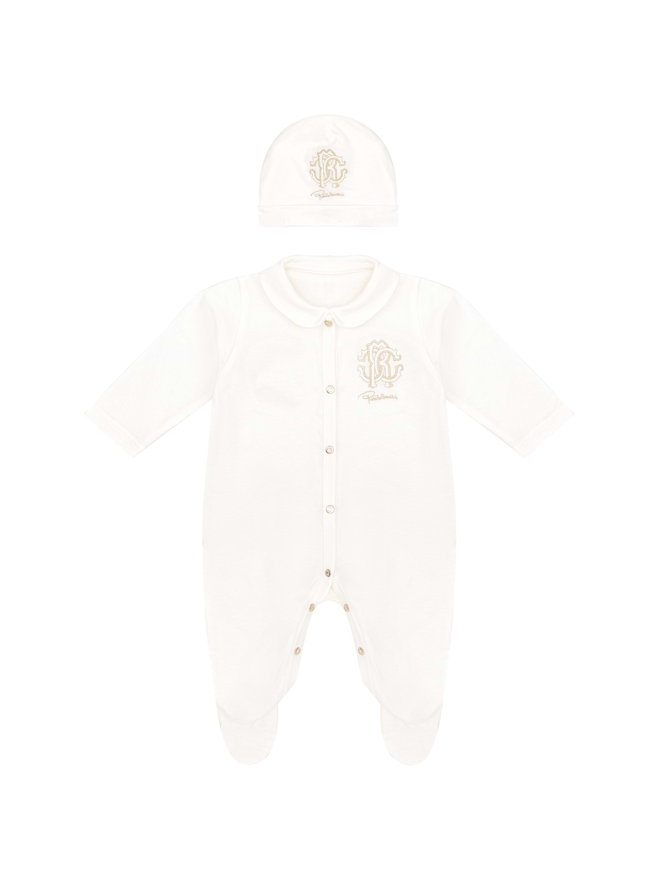 Roberto Cavalli Set of bodysuit, bib and baby hat for newborns