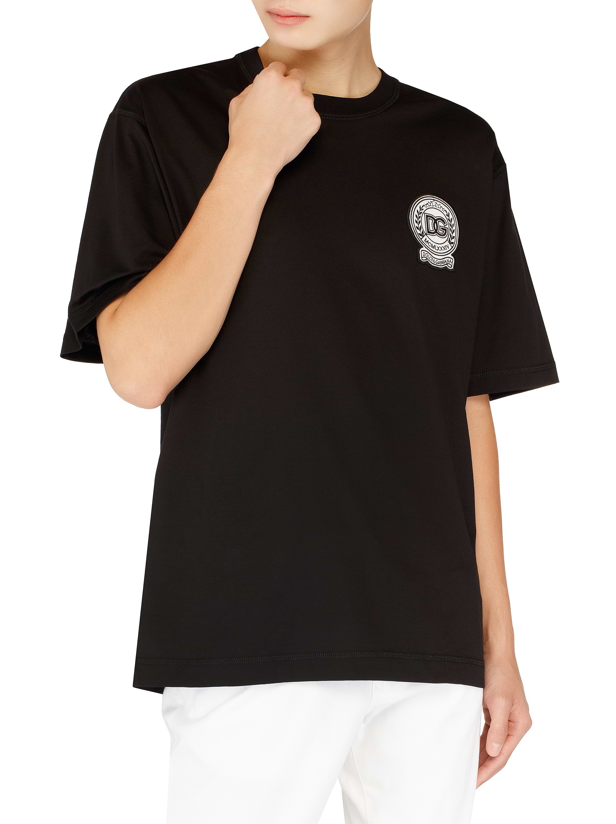 Tシャツ・カットソー DOLCE  GABBANA Men T Shirts G8PN9Z G7NYE N0000 Black Cotton T-shirt with logo in Black for Men | Dolce&Gabbana® US