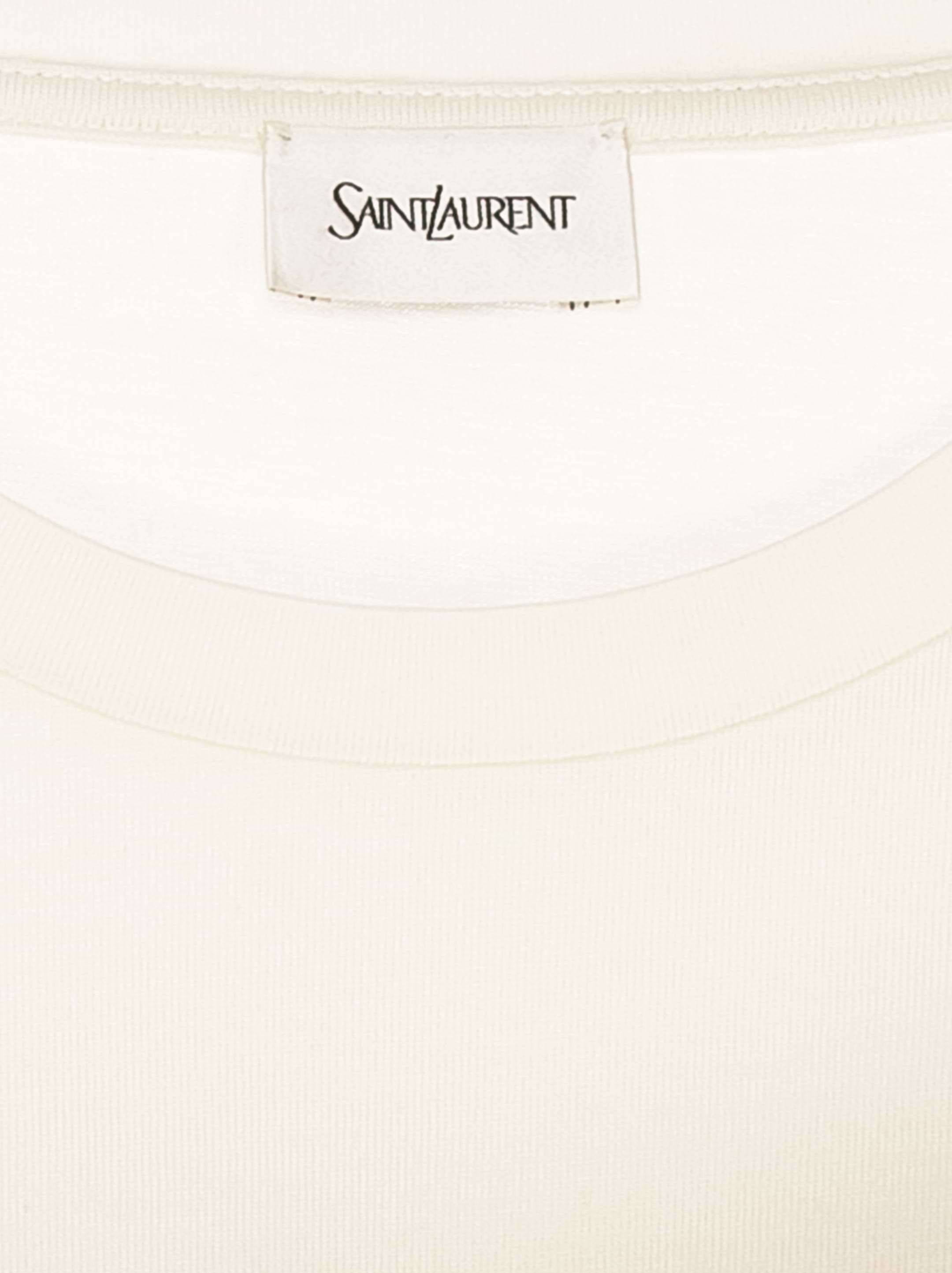 Tシャツ・カットソー SAINT LAURENT Women Tunic Tops 869066 810277 Y37RY 9502 WHIT Saint Laurent logo-print T-shirt | White | FARFETCH