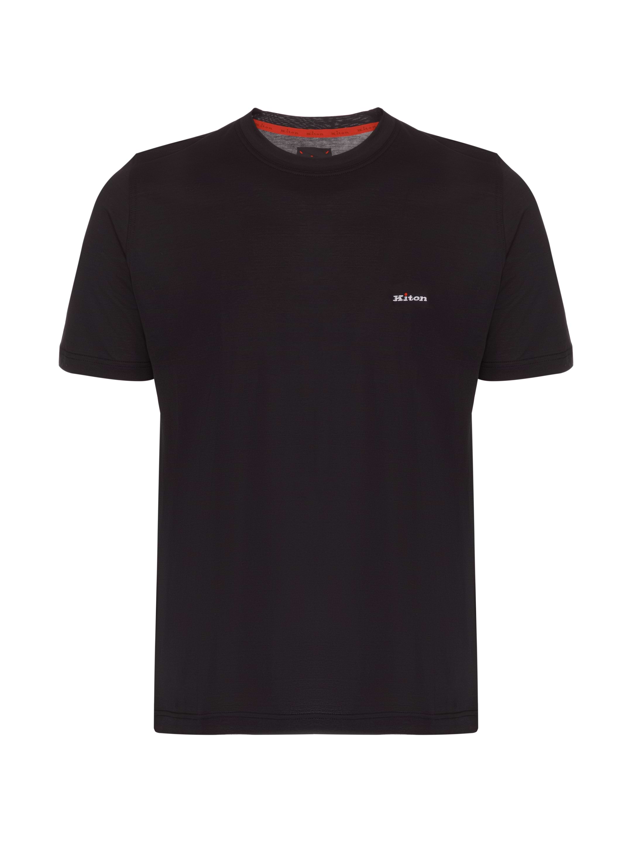 【送料&関税込】Kiton Cotton T-shirt With Logo Kiton men's black cotton t-shirt with logo 175075 — Men t
