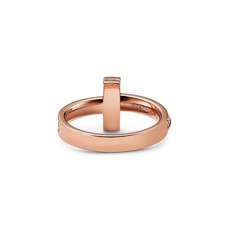 Rose Gold Tiffany T Narrow Diamond Ring Diamond Band Ring Tiffany