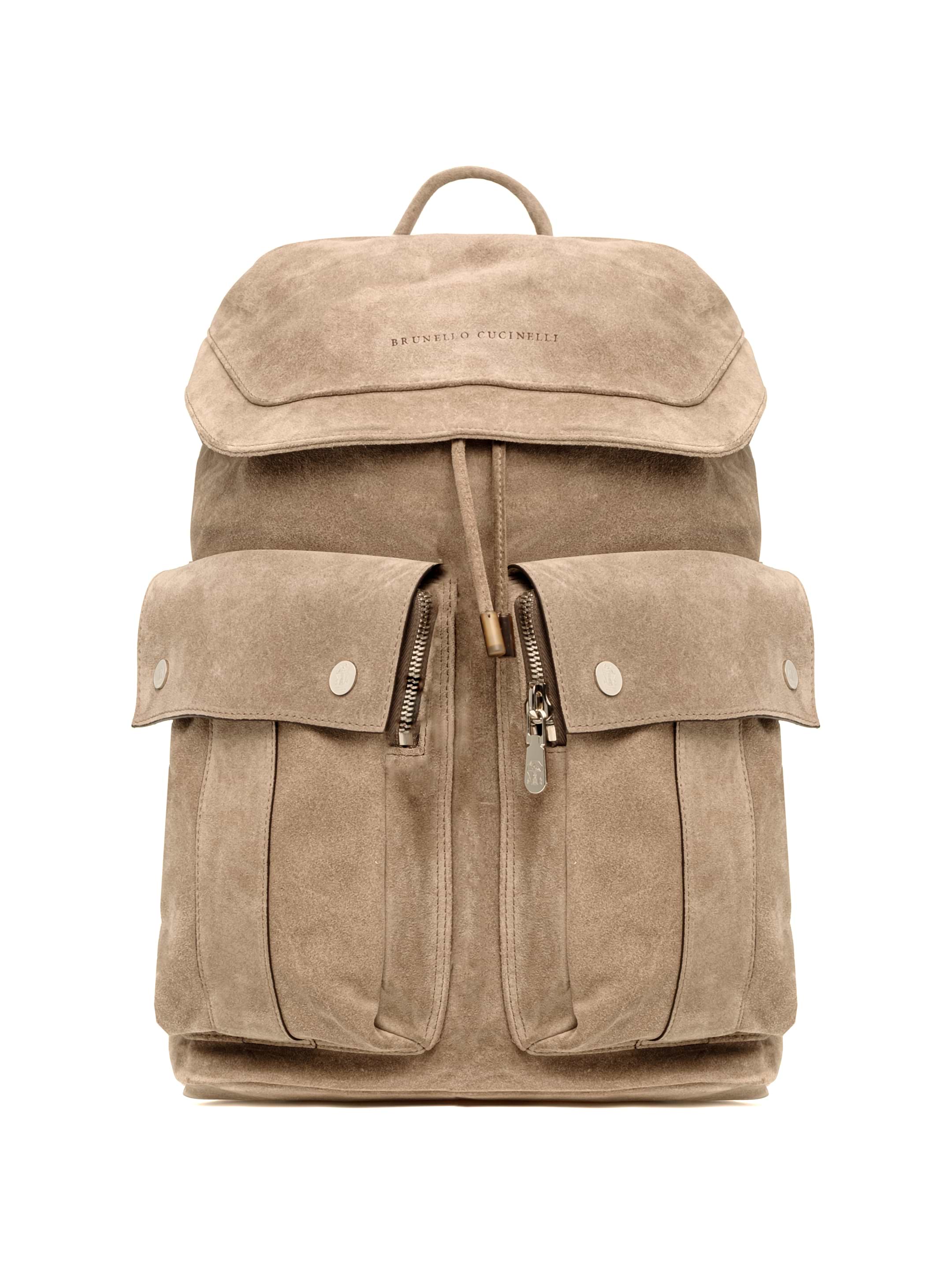 Suede backpack with logo Brunello Cucinelli for men - buy in