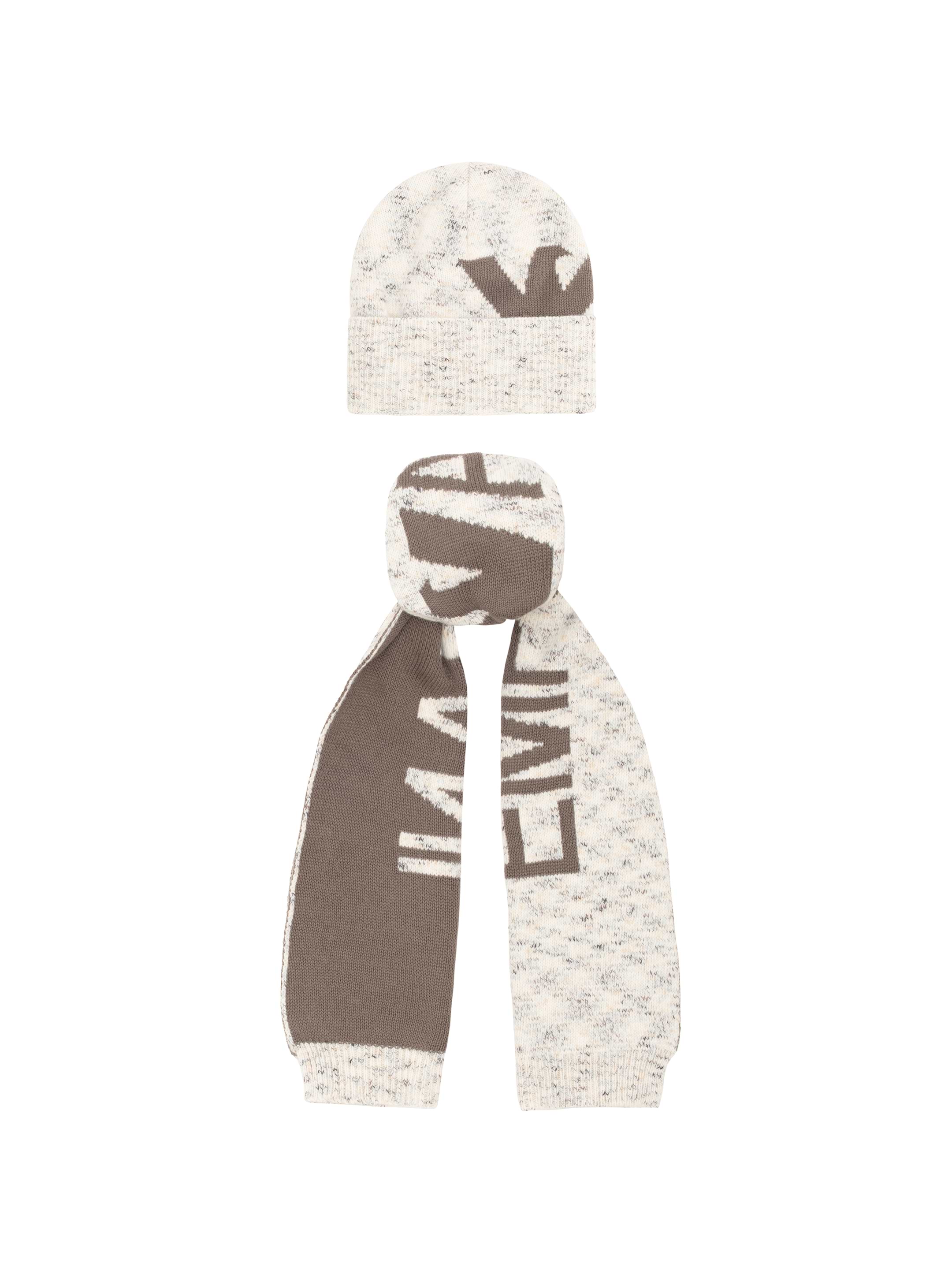 ファッション雑貨・小物その他 EMPORIO ARMANI EXCLUSIVE Scarves Hats & Gloves Hat and scarf set with embroidered eagle | Emporio Armani
