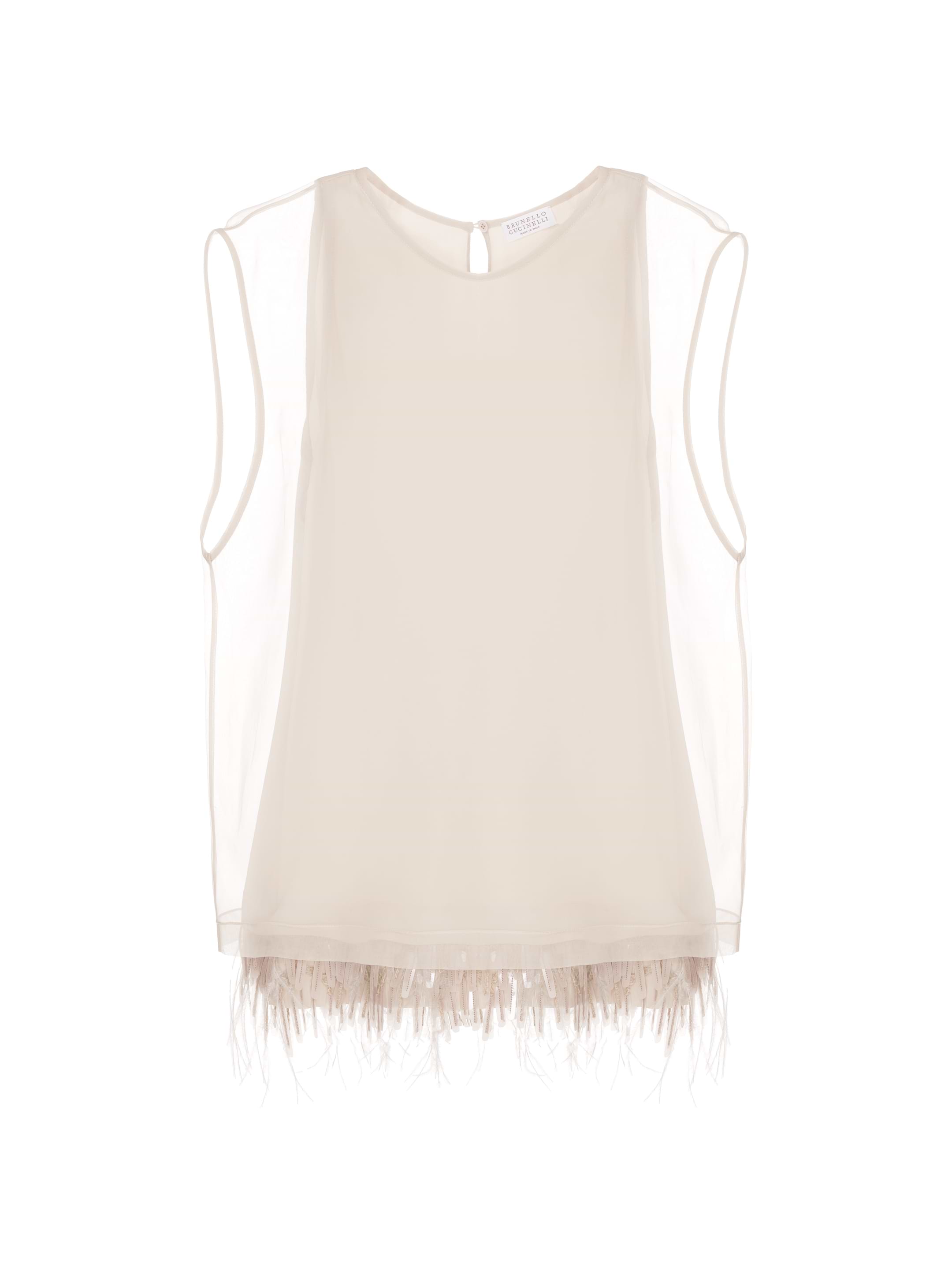 Brunello Cucinelli women's Silk top with feathers - buy for
