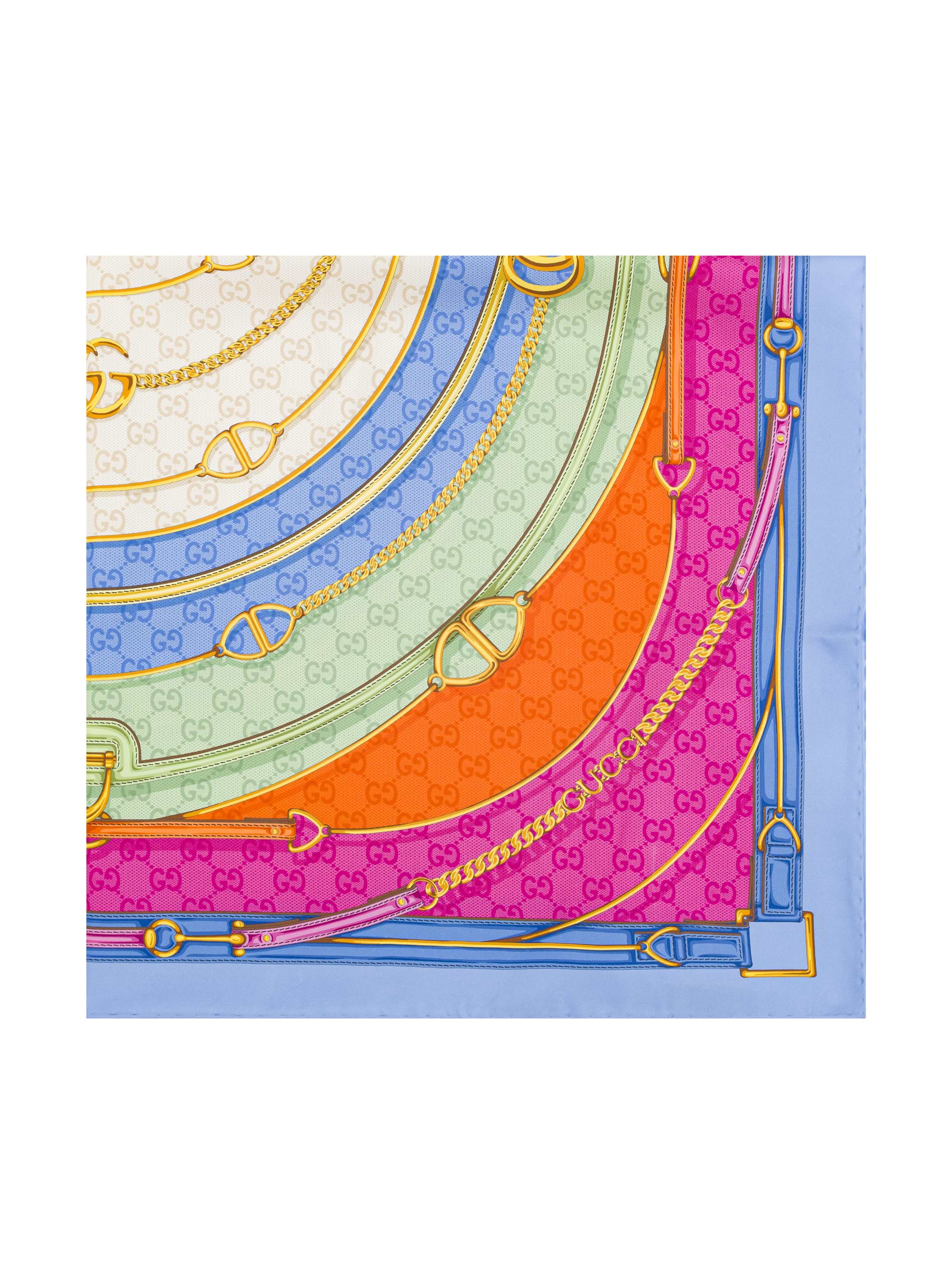 【関税&送料込】Gucci Blue Silk Blend Foulard Blue / Red GG Jacquard Wool Silk Scarf | GUCCI® MX