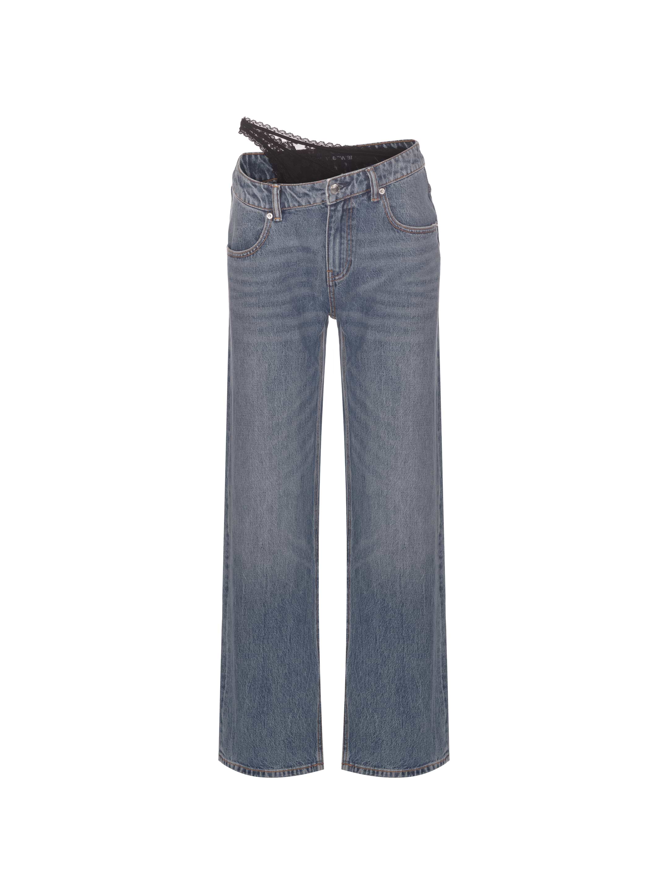 シャンパン Alexander Wang Denim women's Distressed straight-leg jeans