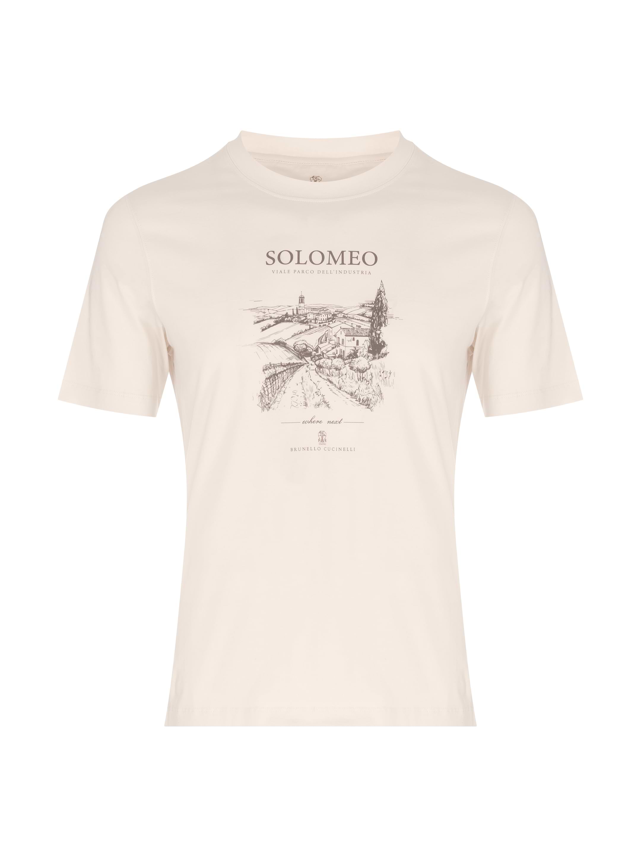 Tシャツ・カットソー BRUNELLO CUCINELLI PRINTED COTTON T-SHIRT T-shirt with print for Man in White | Brunello Cucinelli
