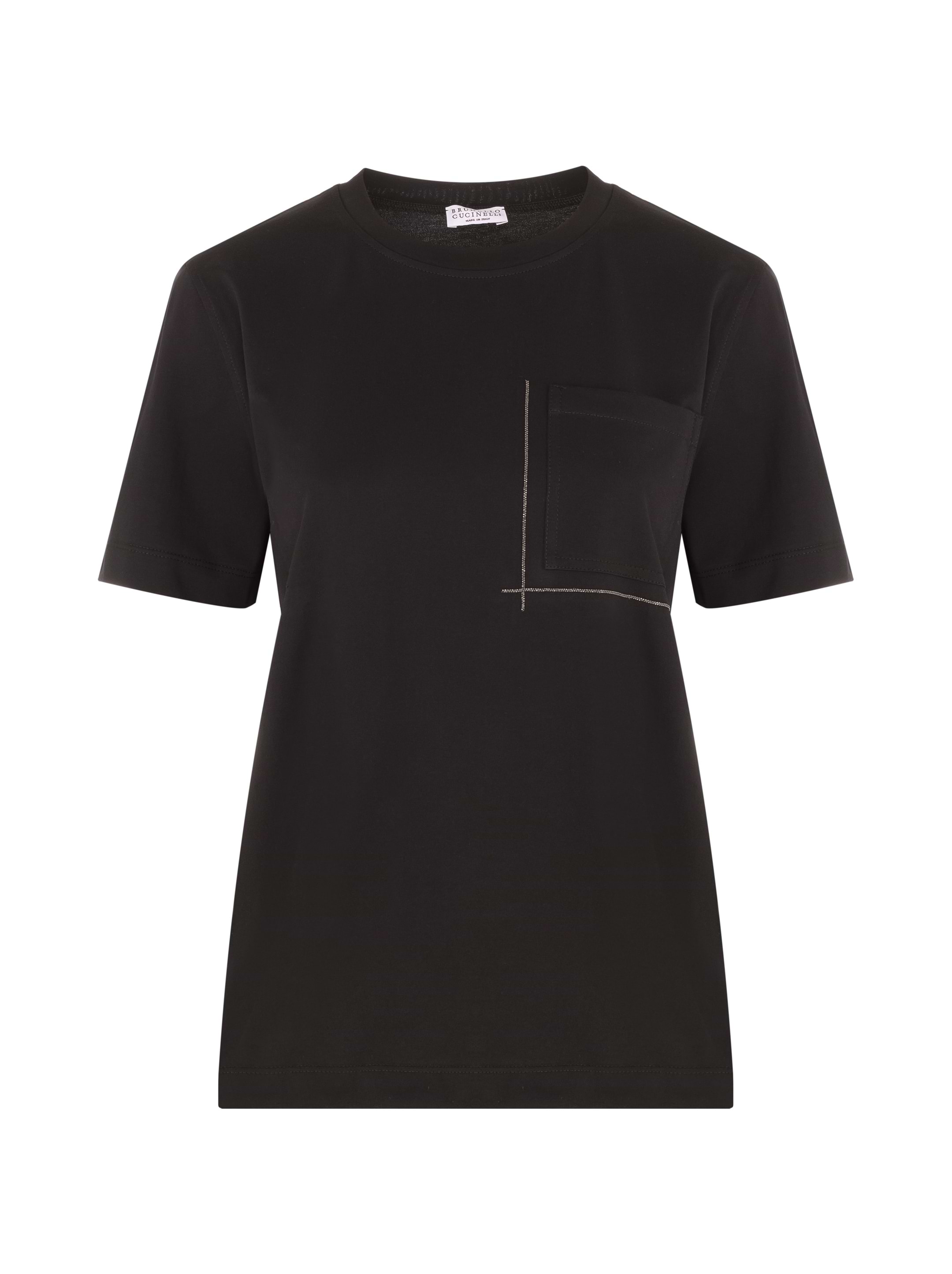Tシャツ・カットソー BRUNELLO CUCINELLI Women Tops MG902FP302 CUC78 Black Brunello Cucinelli women's Cotton t-shirt with monil chain