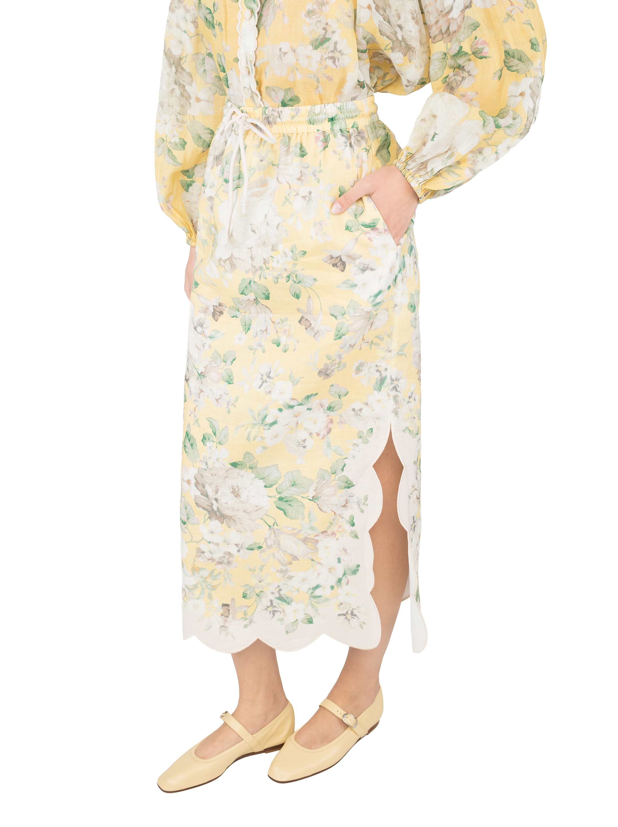 【Zimmermann】ACACIA SCALLOP MIDI SKIRT スカロップ スカート ZIMMERMANN Acacia Scallop Midi Skirt | Neutrals | FARFETCH