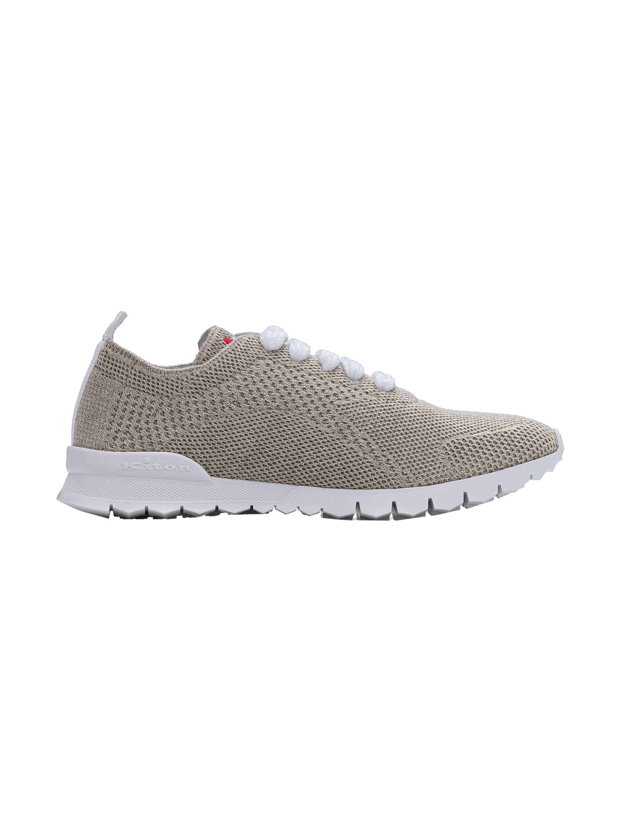 VIP【関税送料無料】希少 KITON LOGO COTTON SNEAKERS Kiton Sneakers Shoes FIT Cotton Knit White
