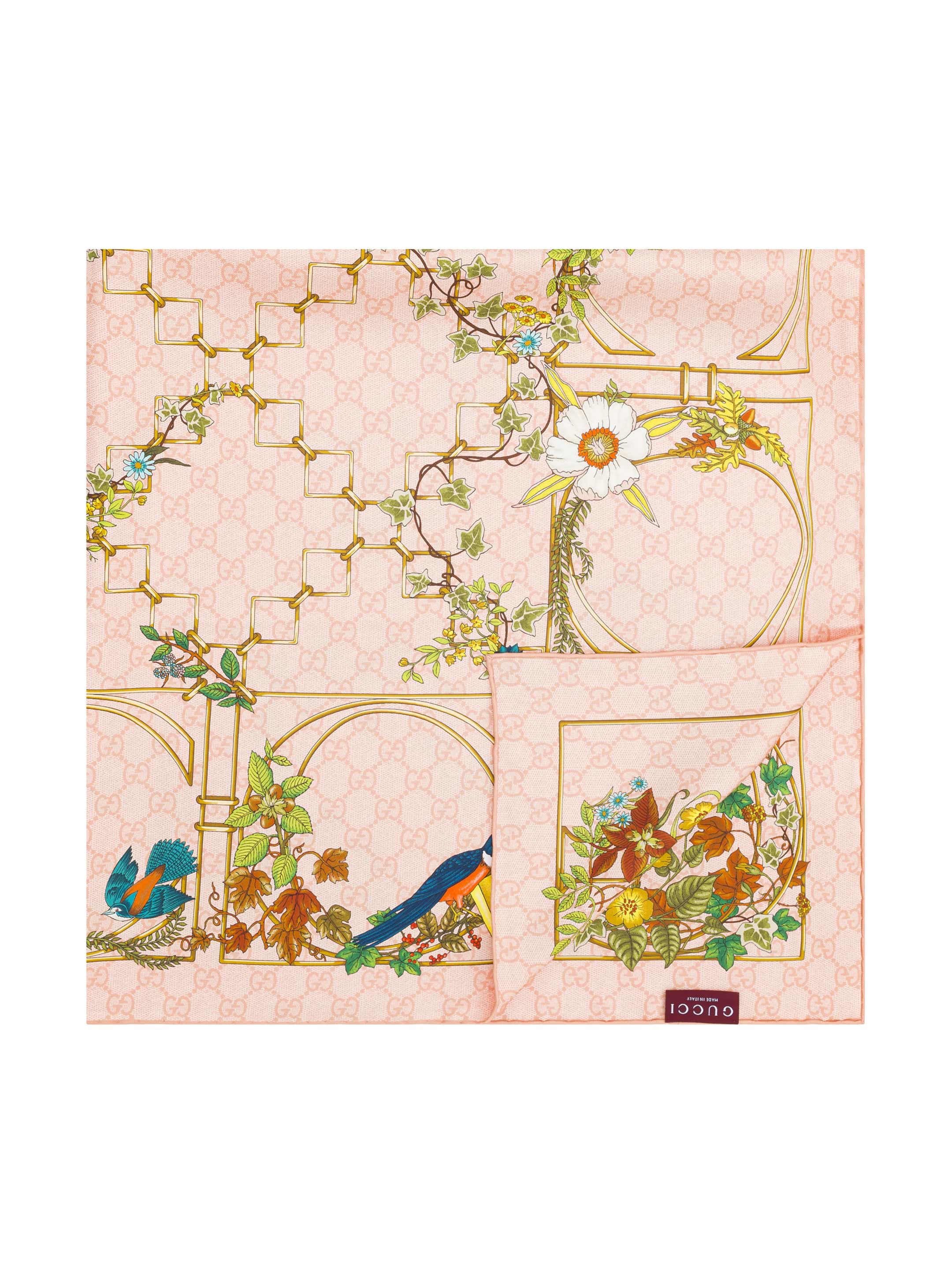 【関税・送料込み】GUCCI Animal And Floral Print Foulard Animal and Floral printed silk foulard Gucci for women - buy