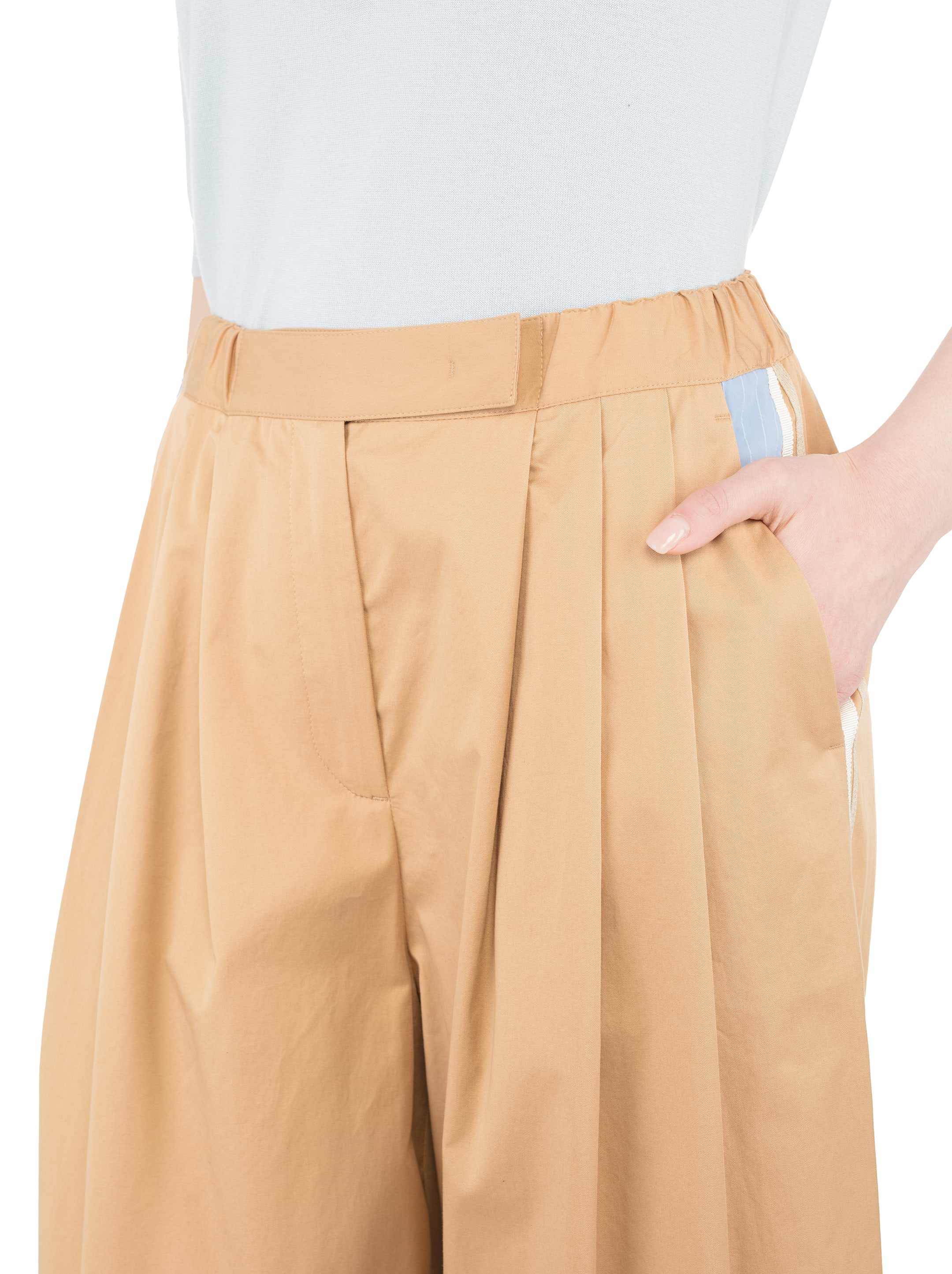 パンツ Lorena Antoniazzi Camel Brown Pleat-Detailing Trousers Wide Cotton Pants Lorena Antoniazzi for women - buy in the