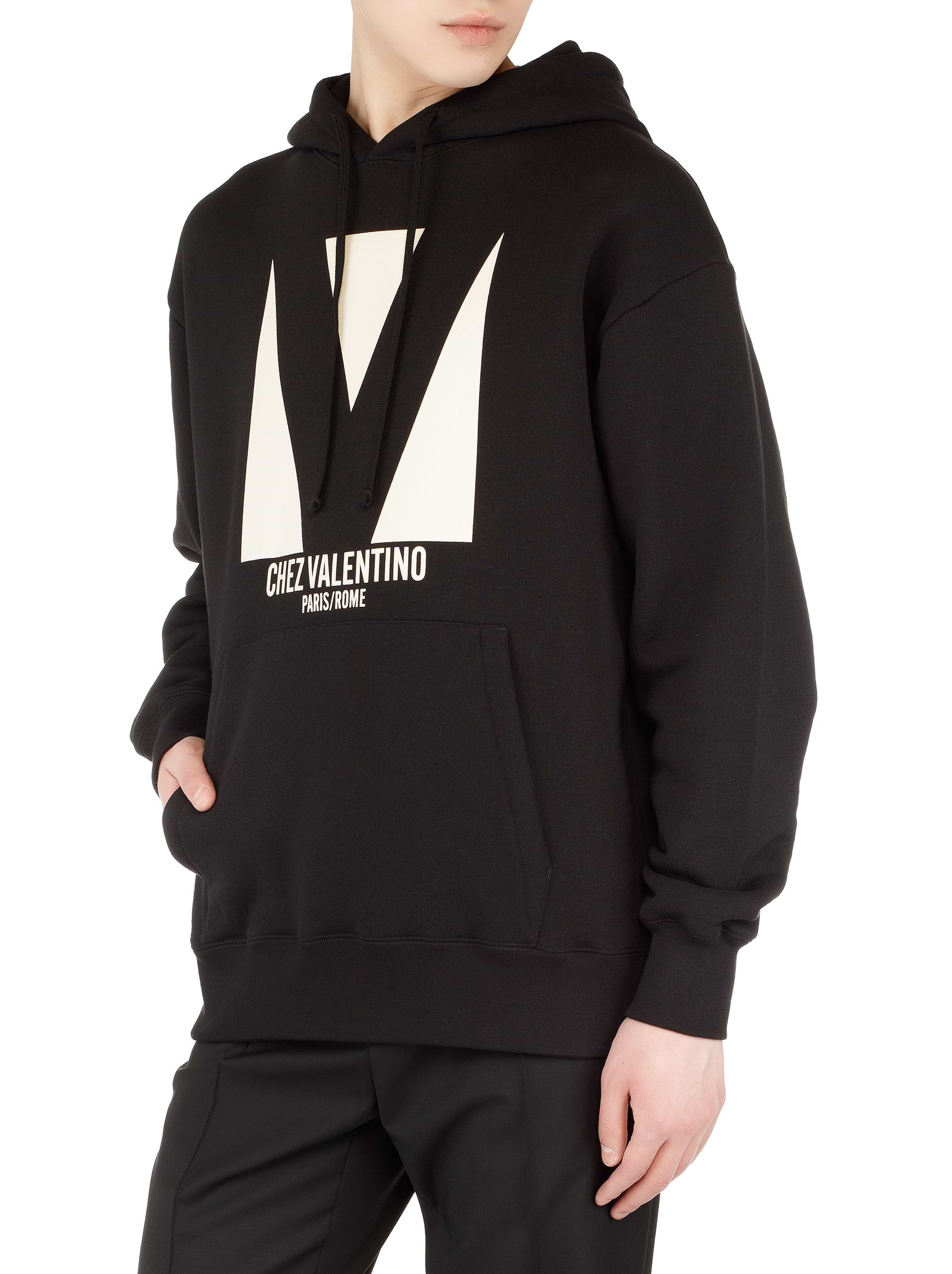 パーカー・フーディ Valentino Garavani V Detail' Hoodie VALENTINO GARAVANI Logo-Print Cotton-Blend Jersey Hoodie for