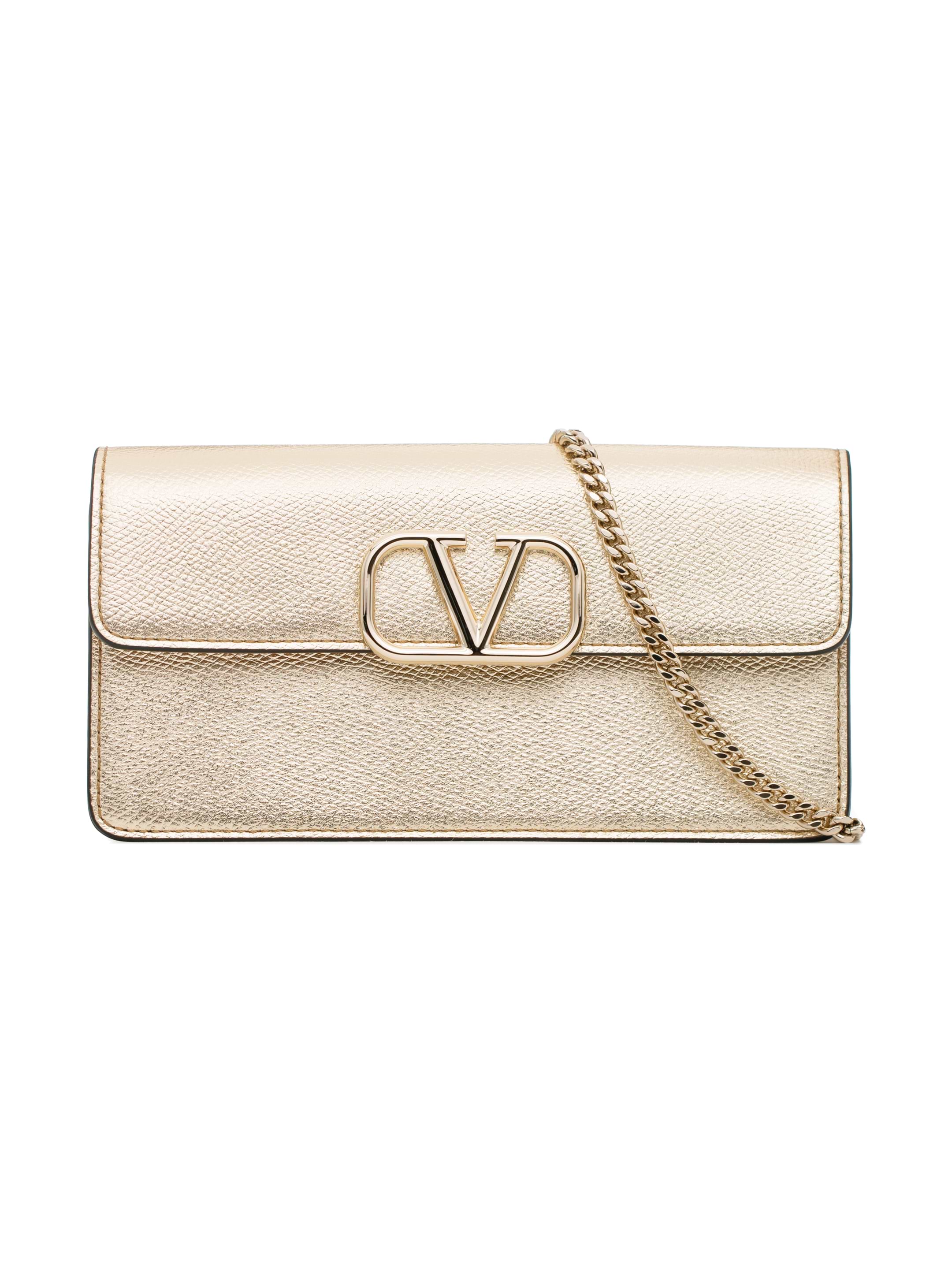 V-logo leather clutch Valentino Garavani for women - buy in