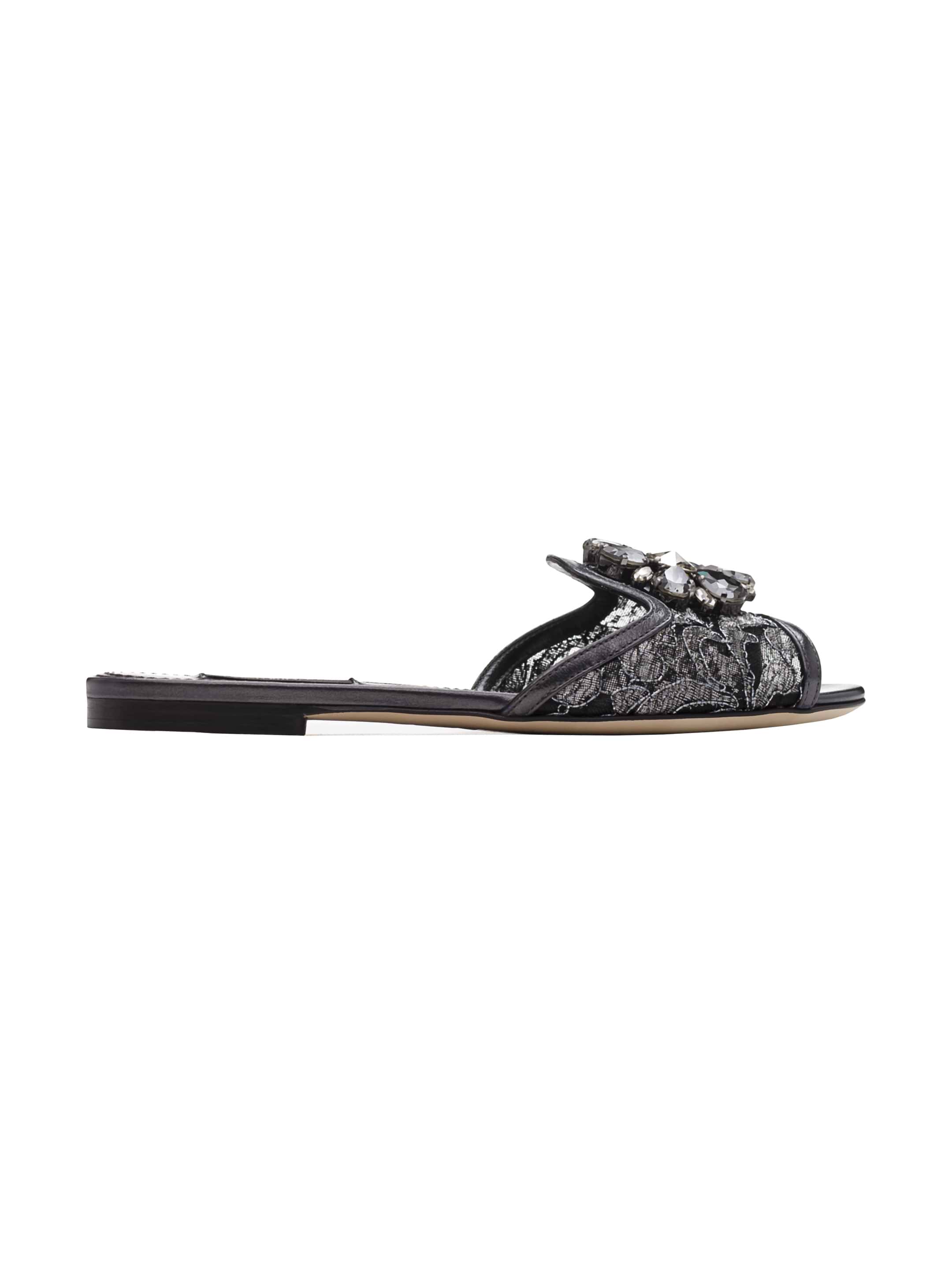 【関税＆送料込み】Dolce & Gabbana Rainbow Flat Lace Sandal Slippers In Lace With Crystals - Women | Dolce&Gabbana