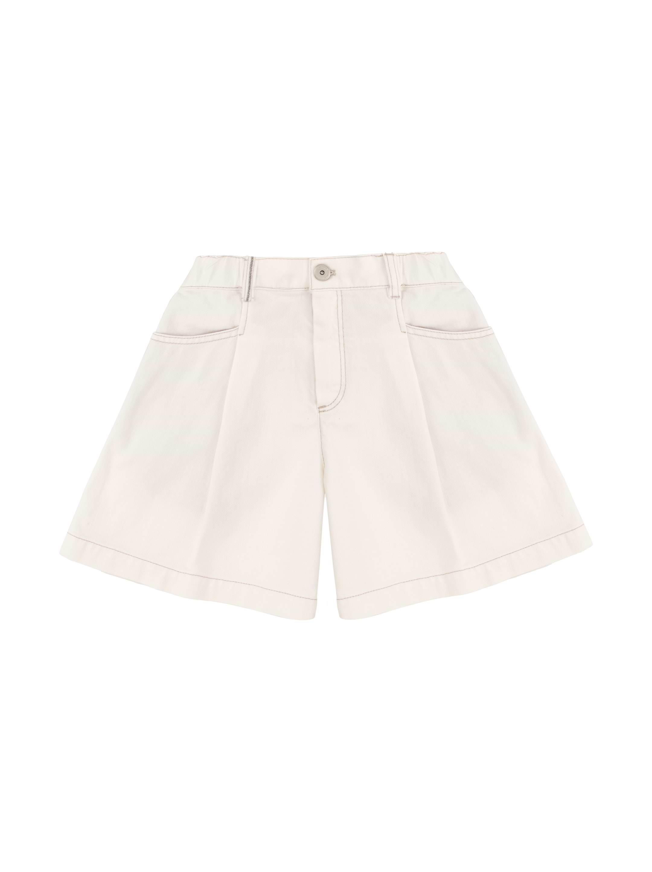 Denim shorts with monil chain Brunello Cucinelli for kids
