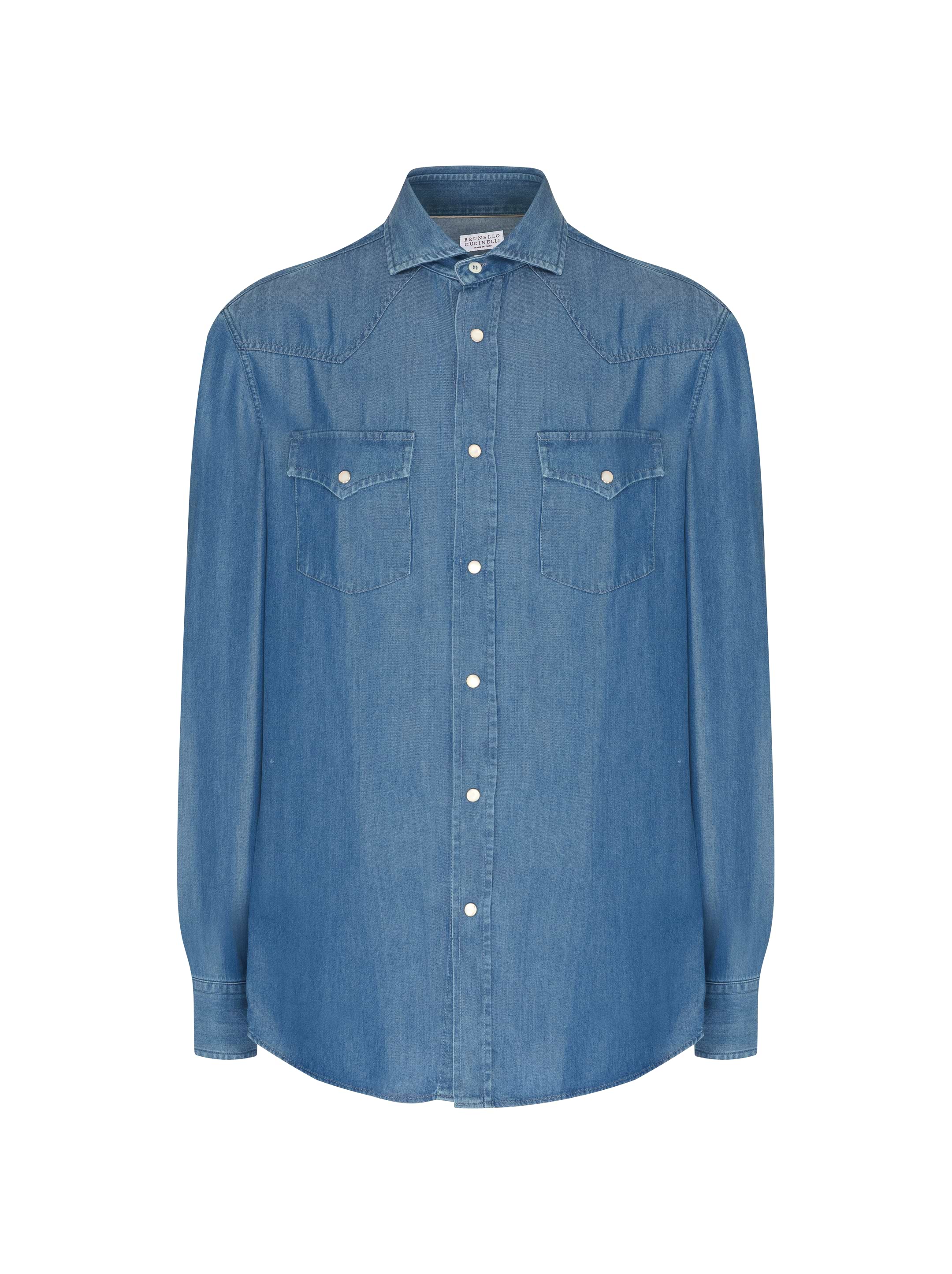 ひろぴー∞ 様Brunello Cucinelli デニム　シャンブレーシャツ Brunello Cucinelli - Denim Sport Shirt | Mitchell Stores