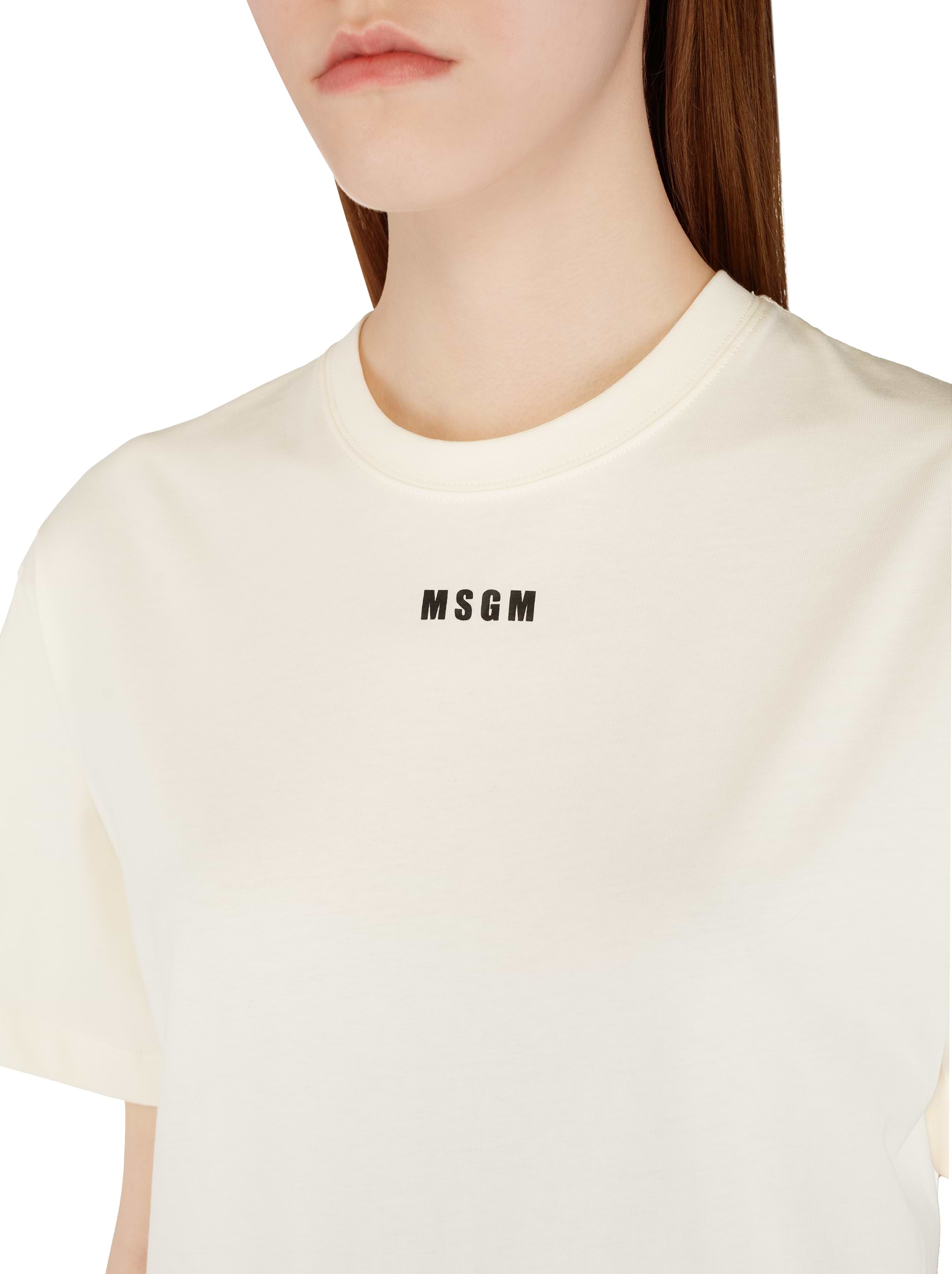Tシャツ・カットソー MSGM Woman T-Shirt White 3841MDM138257128 02 MSGM logo-print Cotton T-shirt | White | FARFETCH