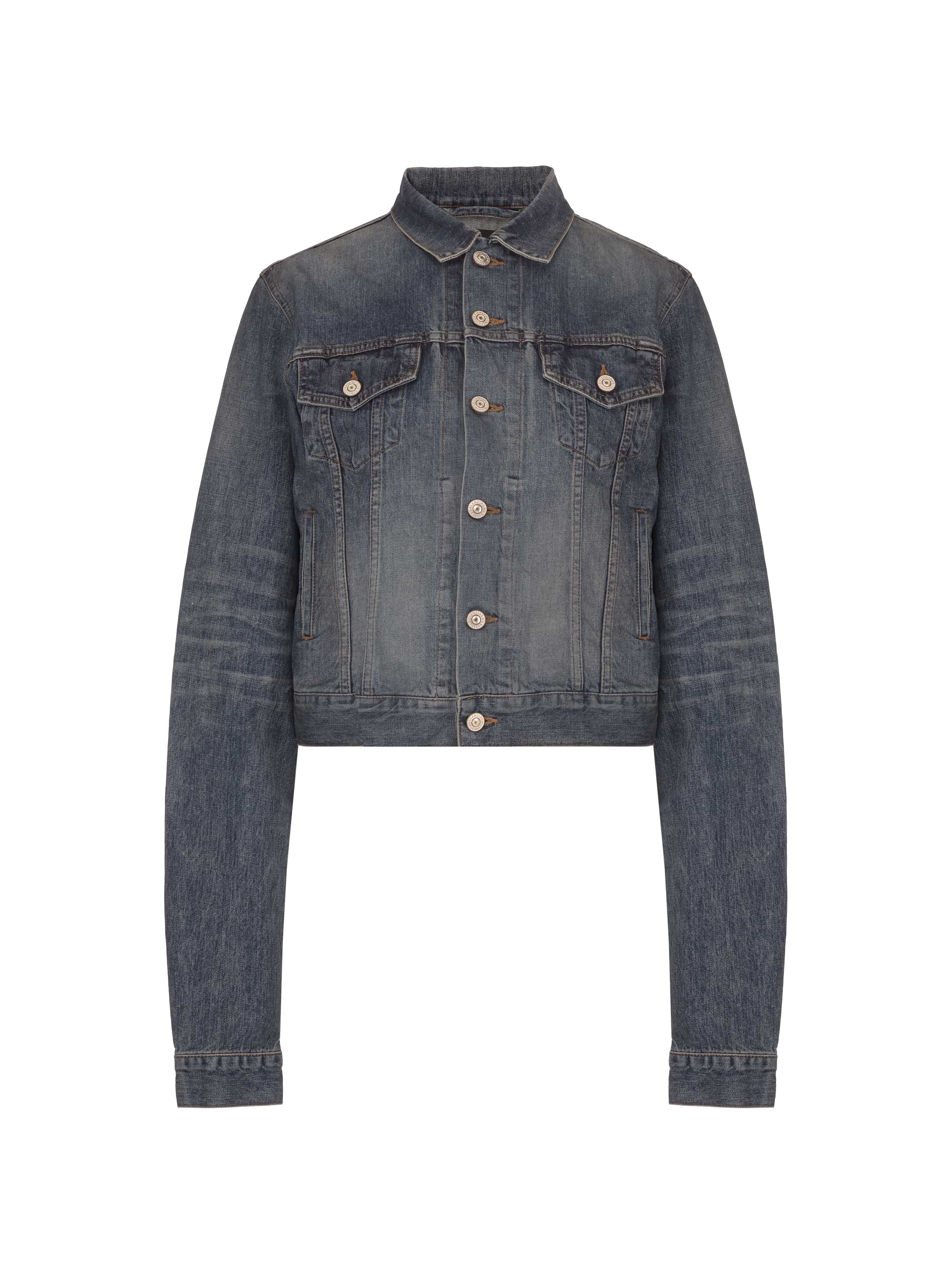 アウターその他 BALENCIAGA Denim jacket with used effect Gray Balenciaga Grey Rhinestone Logo Denim Jacket – Savonches