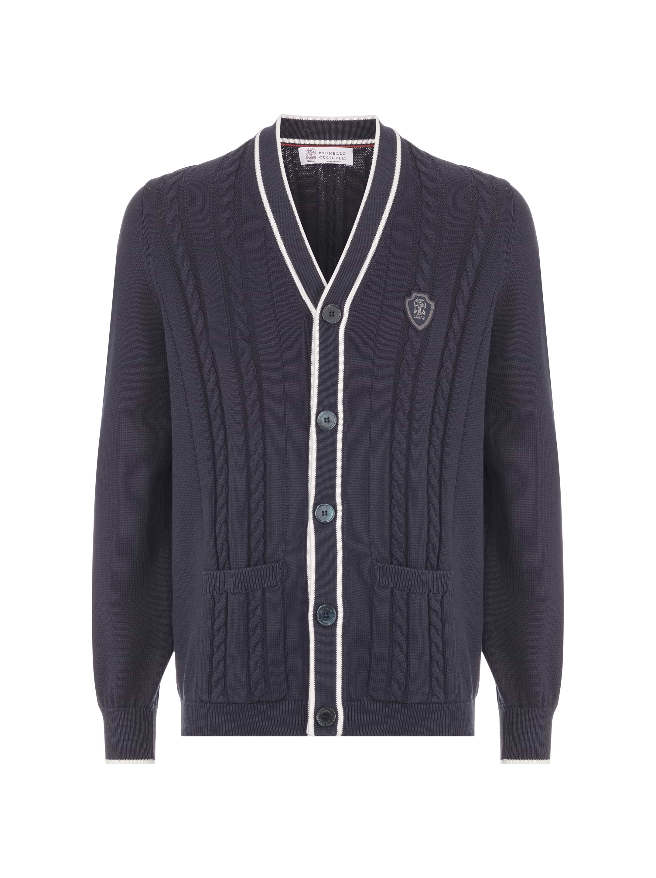 カーディガン　Brunello Cucinelli Knitted cardigan with logo Brunello Cucinelli for men - buy in the