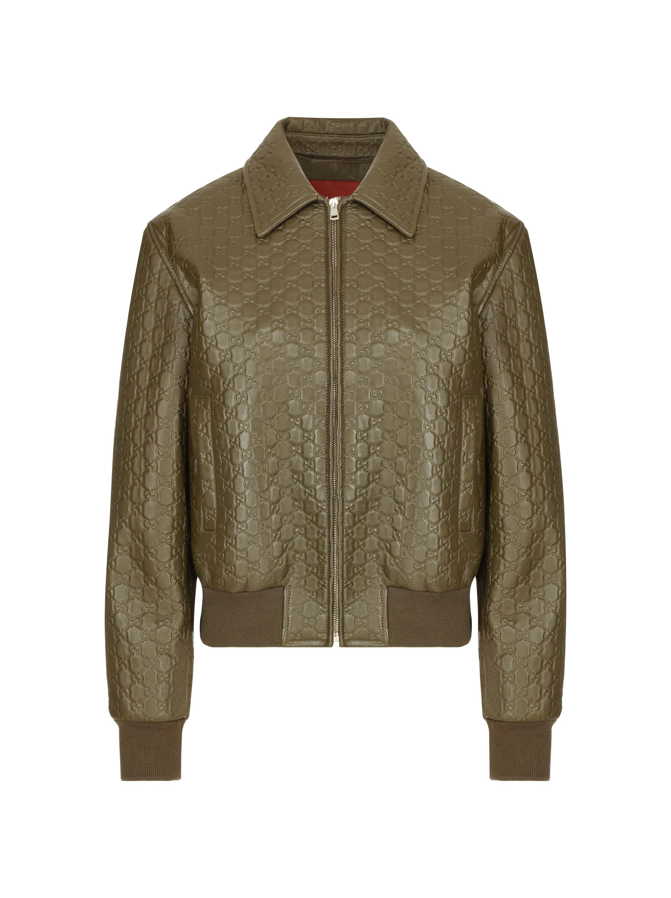 Gucci women's GG Supreme leather bomber jacket - buy for