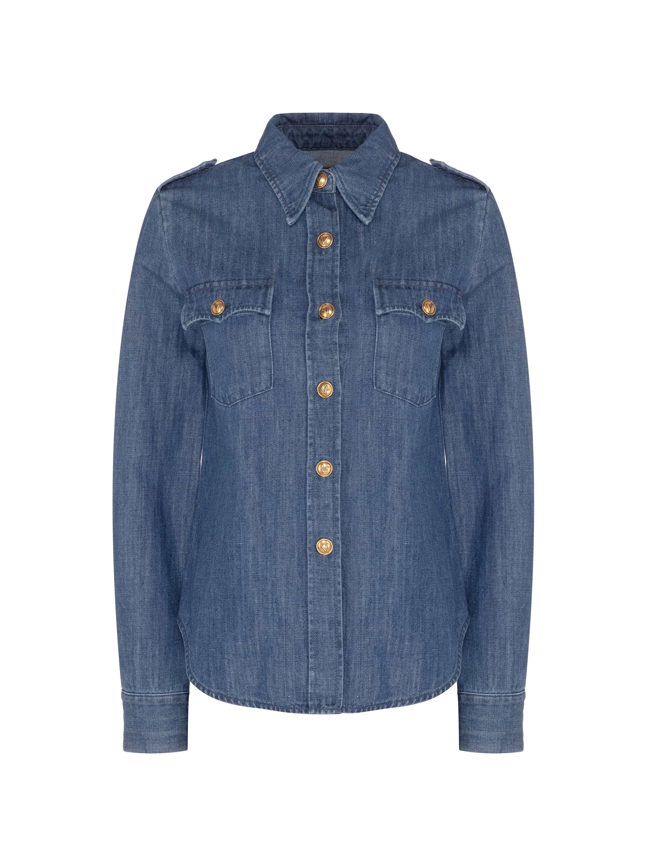 売れ筋商品|||バウムウンドヘルガーデン シャツ レディース トップス MARIA - Button-down blouse - light worn denim Tied Denim Blouse Sea Foam Online | Zimmermann