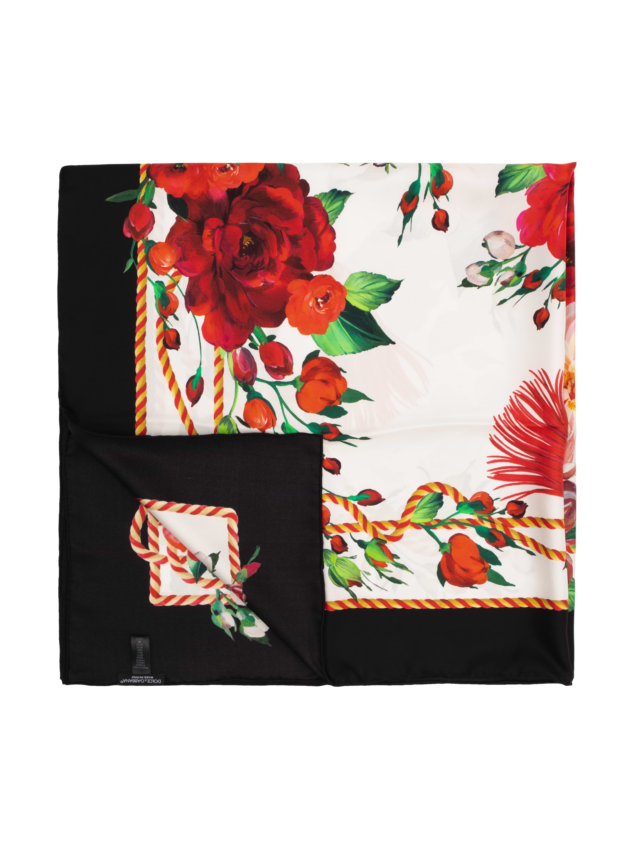 DOLCE & GABBANA フロラルフリントスカフ FN090RGDCUR HH5JC マルチカラーのウィメンズ レッド ローズプリント シルクツイル