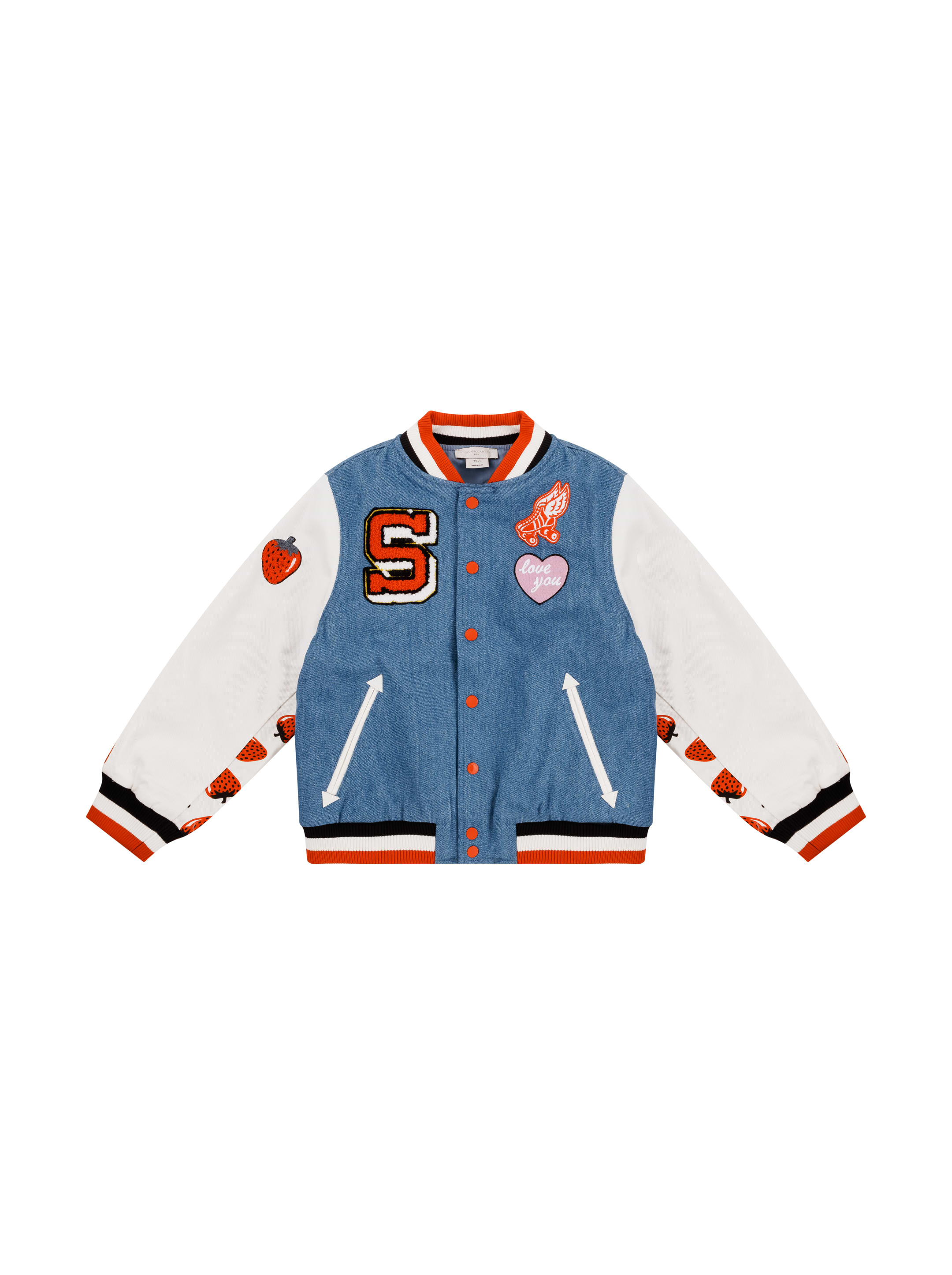 Stella McCartney kids' Denim bomber jacket with a patch