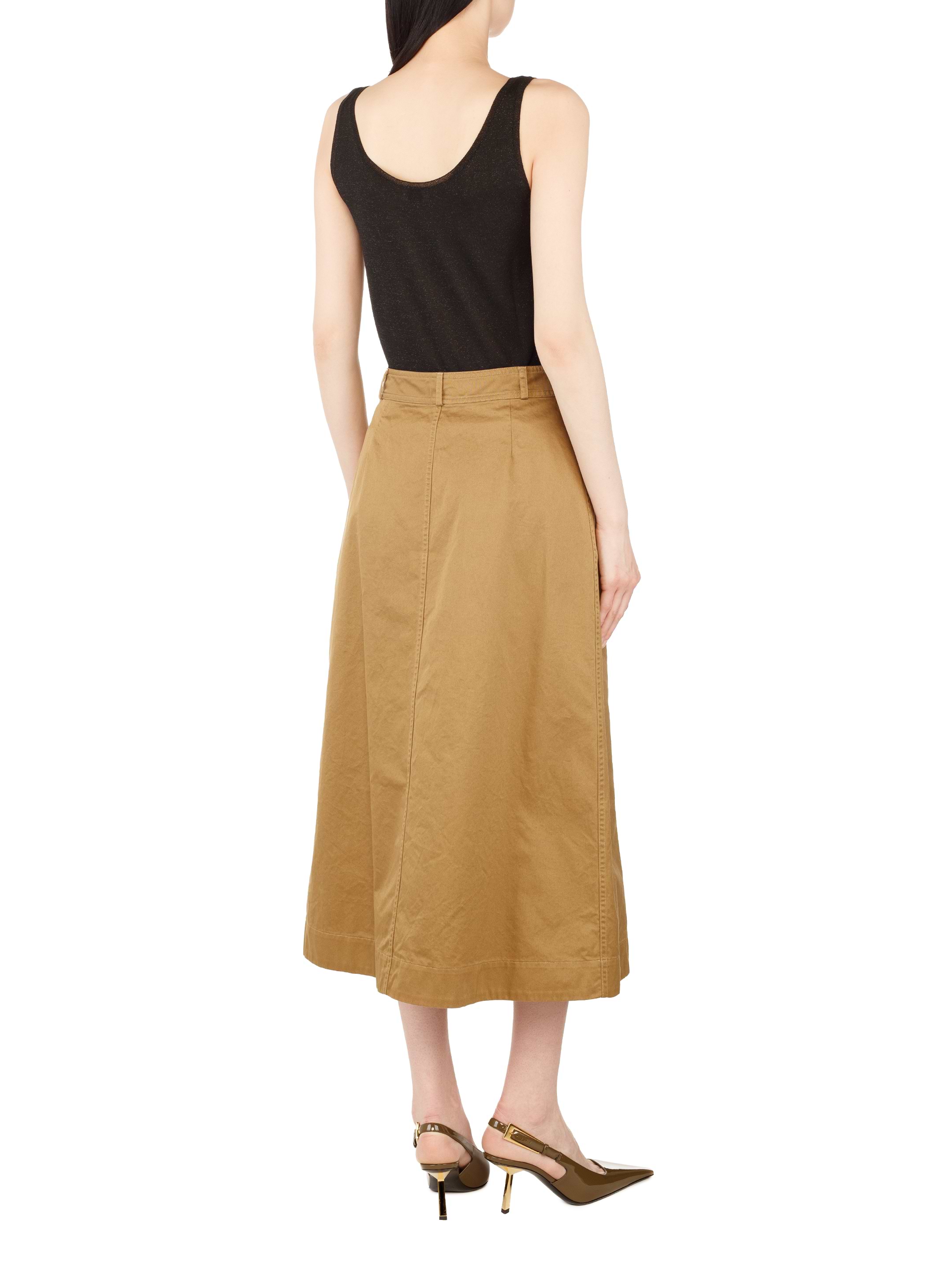 【関税&送料込】Saint Laurent Cotton Midi Skirt Saint Laurent - Beige Khaki Cotton Midi Skirt | Mitchell Stores