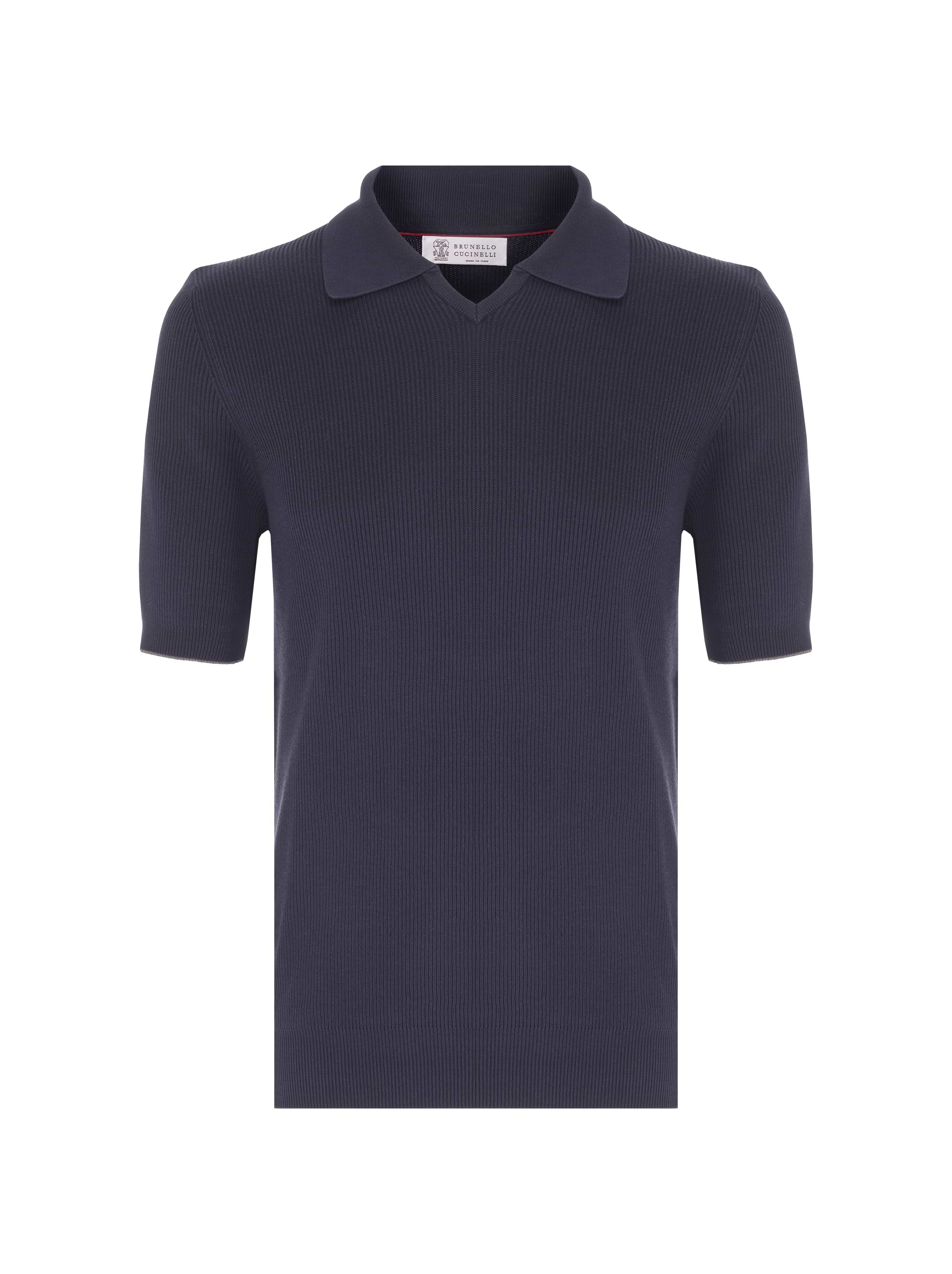 Tシャツ・カットソー BRUNELLO CUCINELLI Knitted polo shirt (M29400015 CNN40) Polo-style sweater for Man in Melon | Brunello Cucinelli