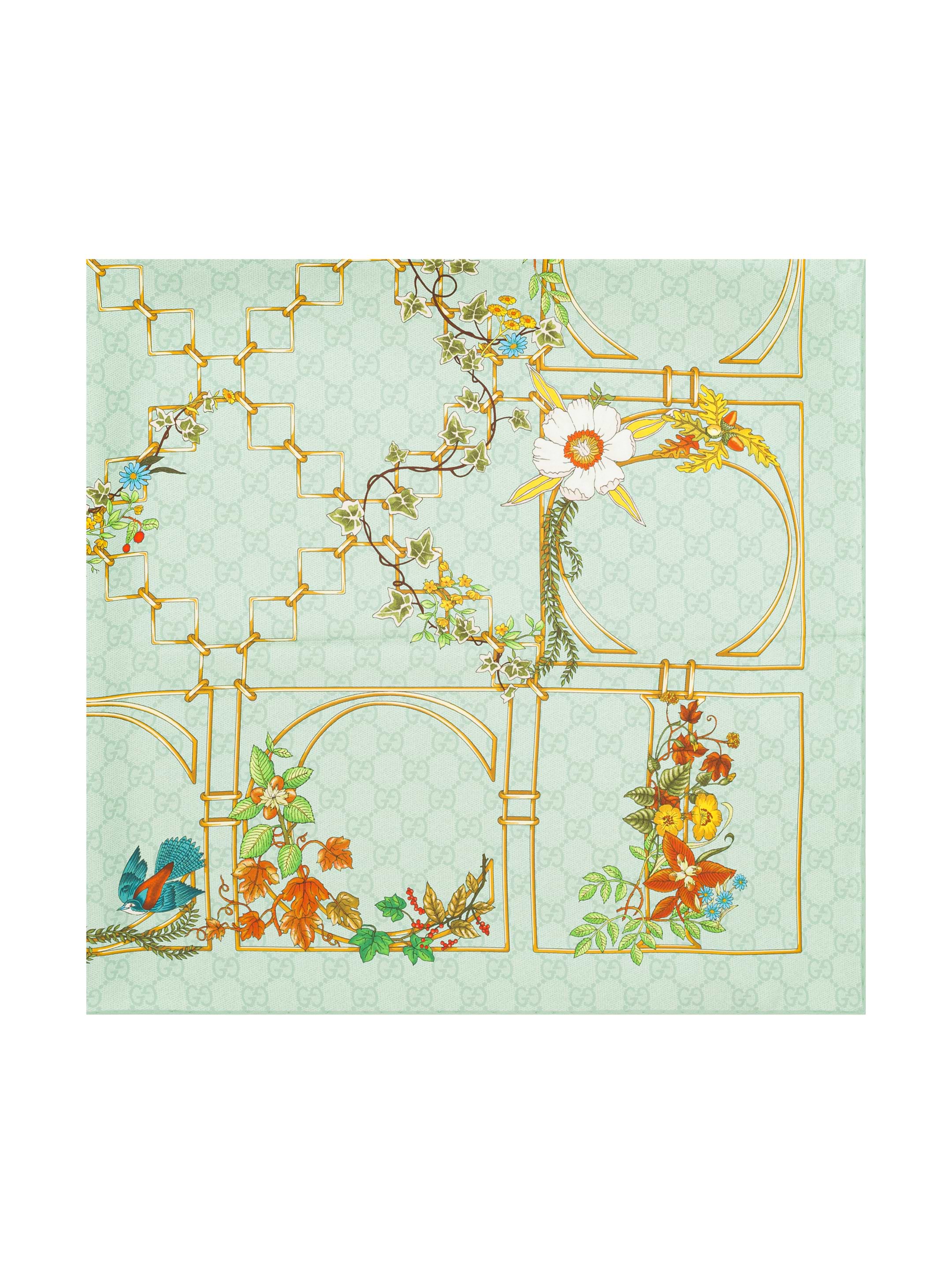 【関税・送料込み】GUCCI Animal And Floral Print Foulard Animal and Floral printed silk foulard Gucci for women - buy