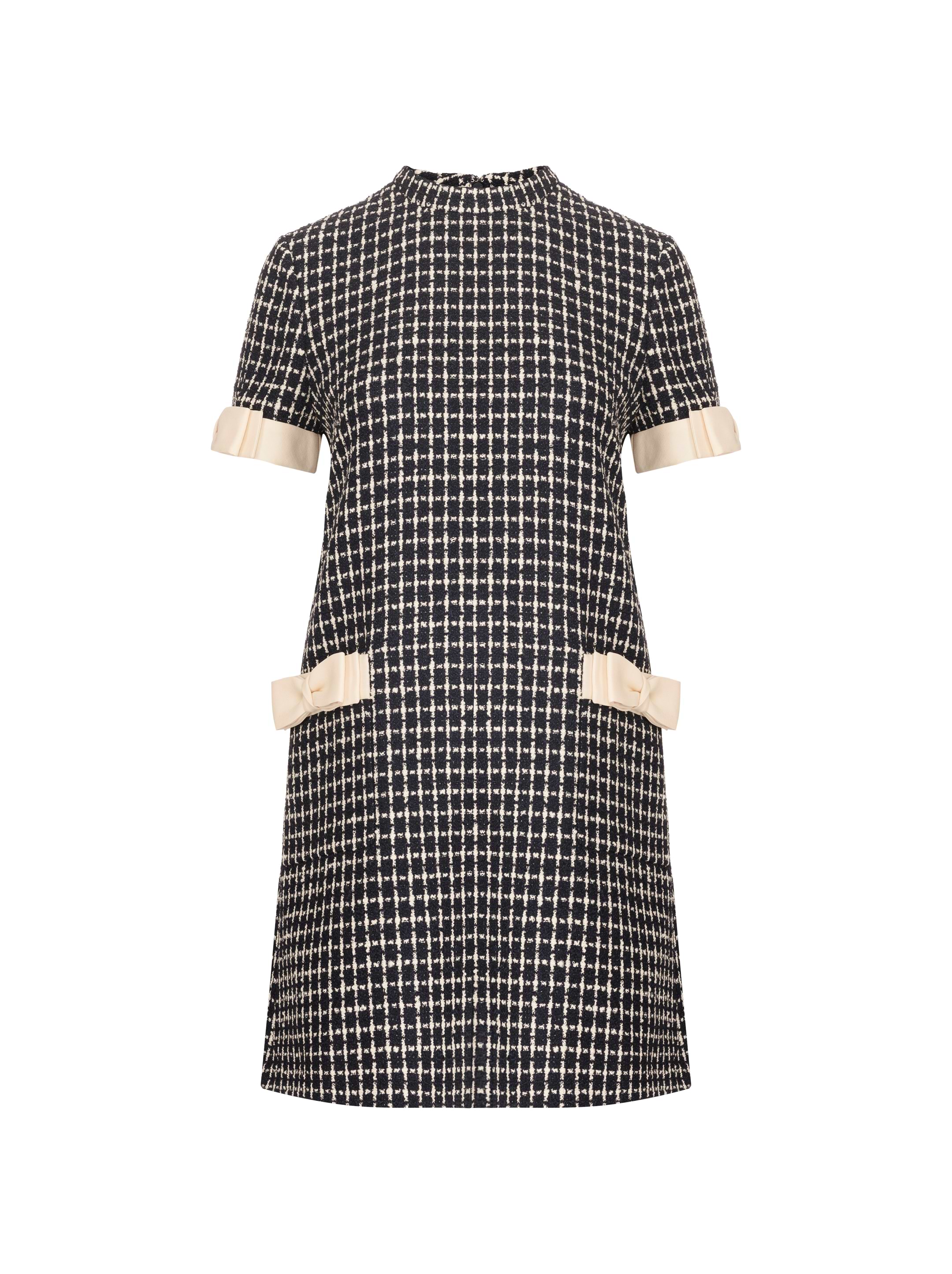 【関税&送料込】Valentino Garavani Macro Check Tweed Caban Caban In Macro Check Tweed for Woman in Black/ivory