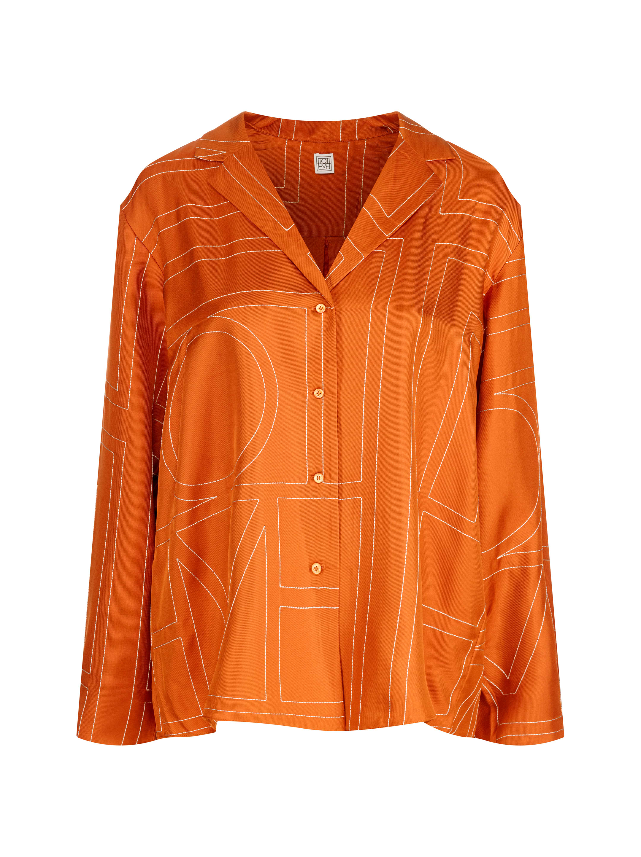 Totême Silk Embroidered-Monogram Shirt | Harrods US
