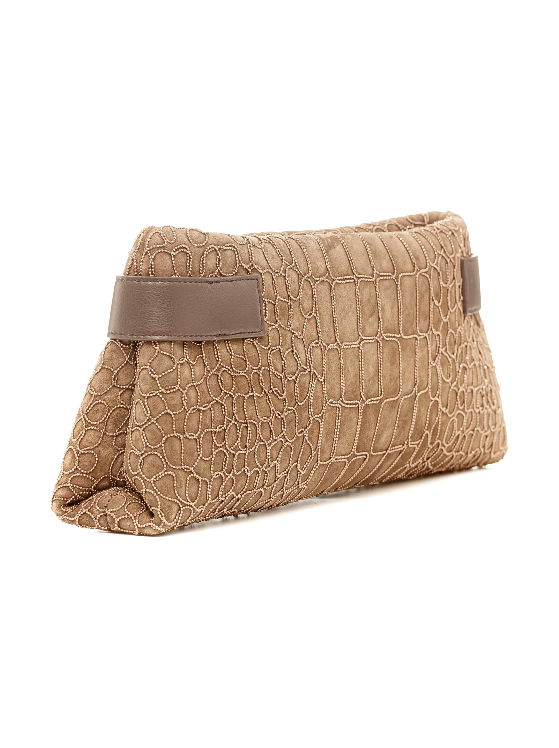 クラッチバッグ BRUNELLO CUCINELLI Woman Clutch Brown MB39D2697 C300 Brunello Cucinelli women's Suede clutch with monil chain