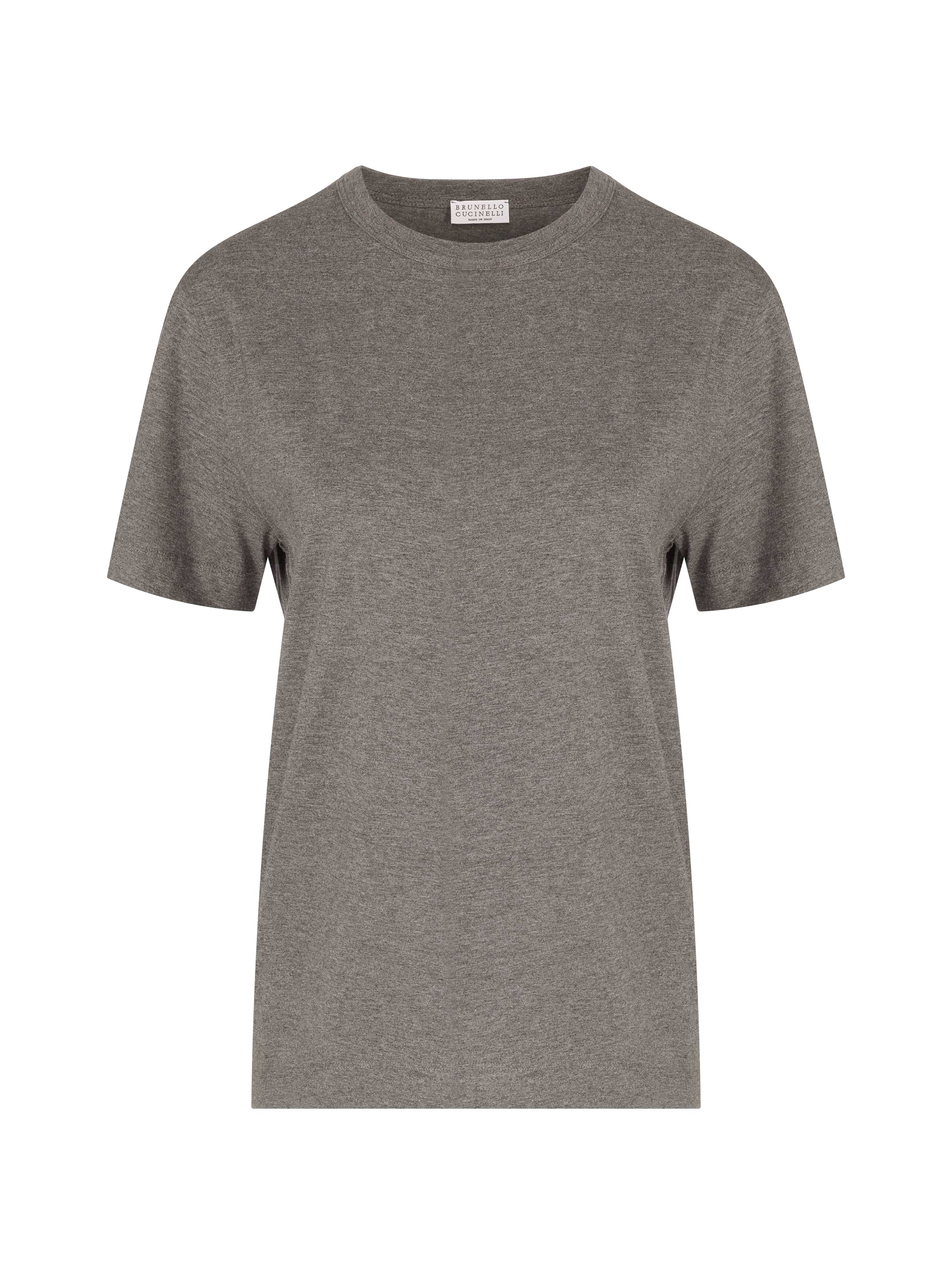 Tシャツ・カットソー BRUNELLO CUCINELLI MONILI COLLAR ROUND NECK TEE SHIRT Brunello Cucinelli women's Cotton T-shirt with monil chain