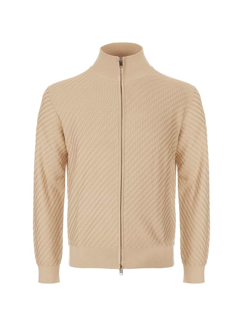 Beige Brioni Cardigan Brioni Cashmere Jacquard Cardigan Beige At