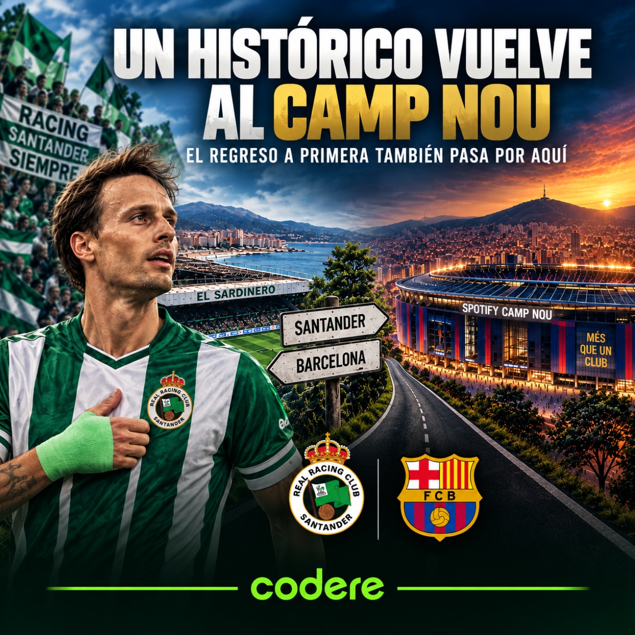 Histórico de Barcelona vs Racing de primera división 2026 con Sergio Canales