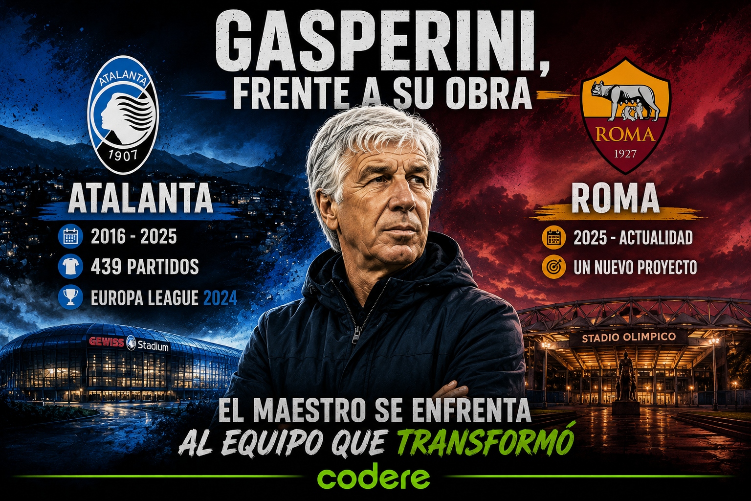 Infografía de Gian Piero Gasperini en el AS Roma - Atalanta BC