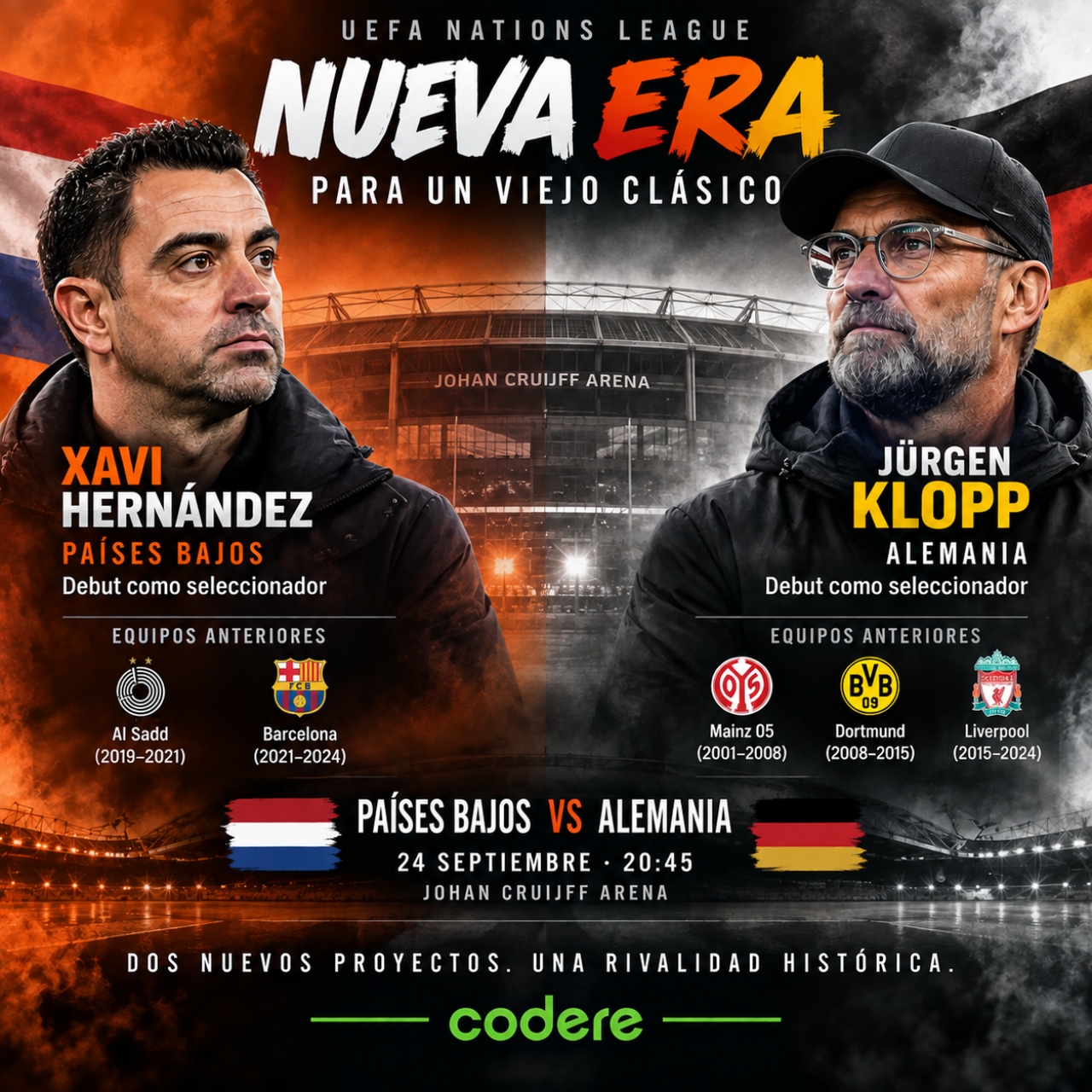 xavi hernandez contra Jurgen Klopp en el Países Bajos vs Alemania