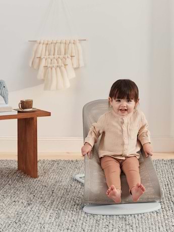 ‏טרמפולינה לתינוק Baby Bouncer בד נושם Mesh -  בז'/לבן Grey Beige/White