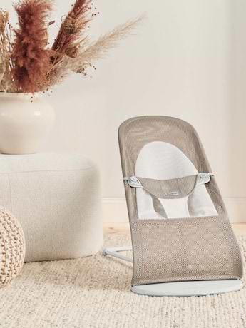 ‏טרמפולינה לתינוק Baby Bouncer בד נושם Mesh -  בז'/לבן Grey Beige/White