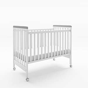 מיטה לוקאס מעץ מלא הכוללת מגני אנטי בייט - לבן אפור טל רהיטי תינוקות