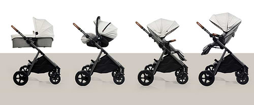 עגלה מפוארת לתינוק אריאה Aeria Signature הכוללת שינוי מצבי גובה - לבן/אפור Oyster