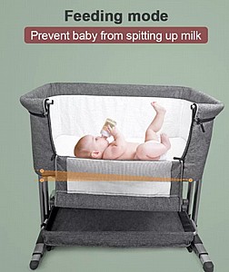 עריסת תינוק מתחברת Babysiter הכוללת שינוי מצבי גובה - אפור בהיר
