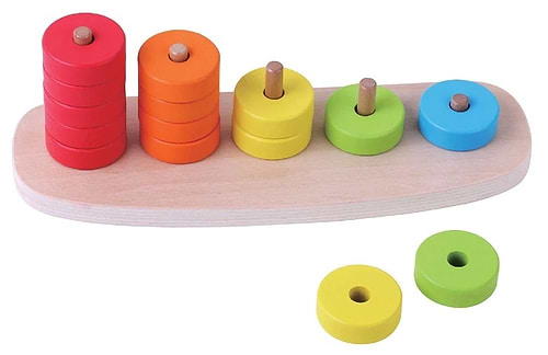 ספירת טבעות והתאמת צבעים מעץ