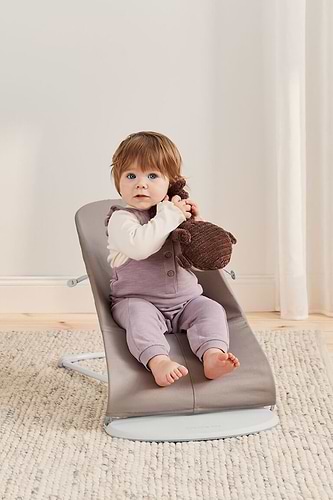 ‏טרמפולינה לתינוק Baby Bouncer כותנה עלי כותרת - בז' Sand grey 