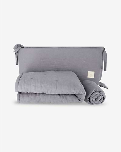 סט מצעים למיטת תינוק 3 חלקים 100% כותנה ליין MUSLIN - כחול